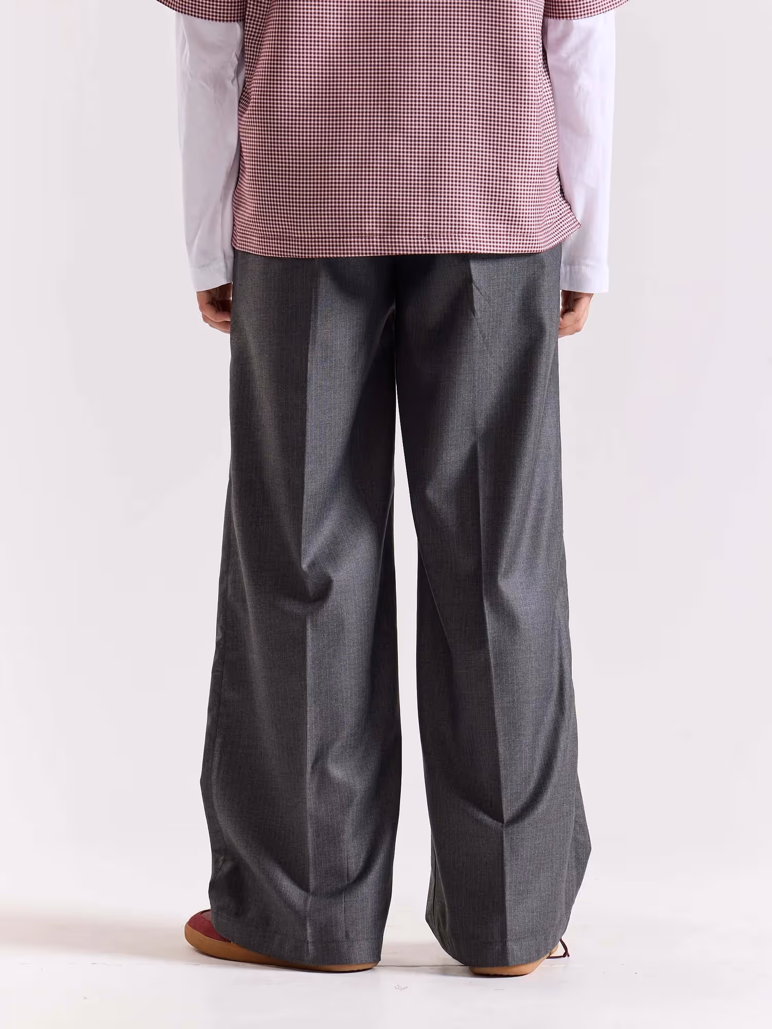 Grey Pinstriped Baggy Fit Trousers image 7