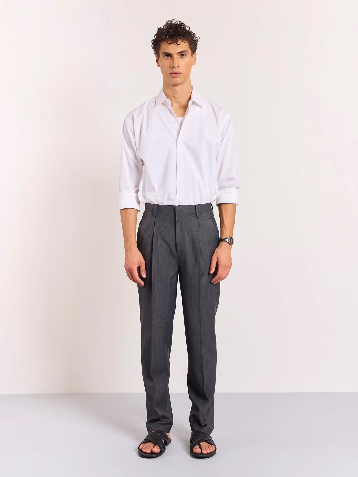 Grey Pinstriped Trousers image 1