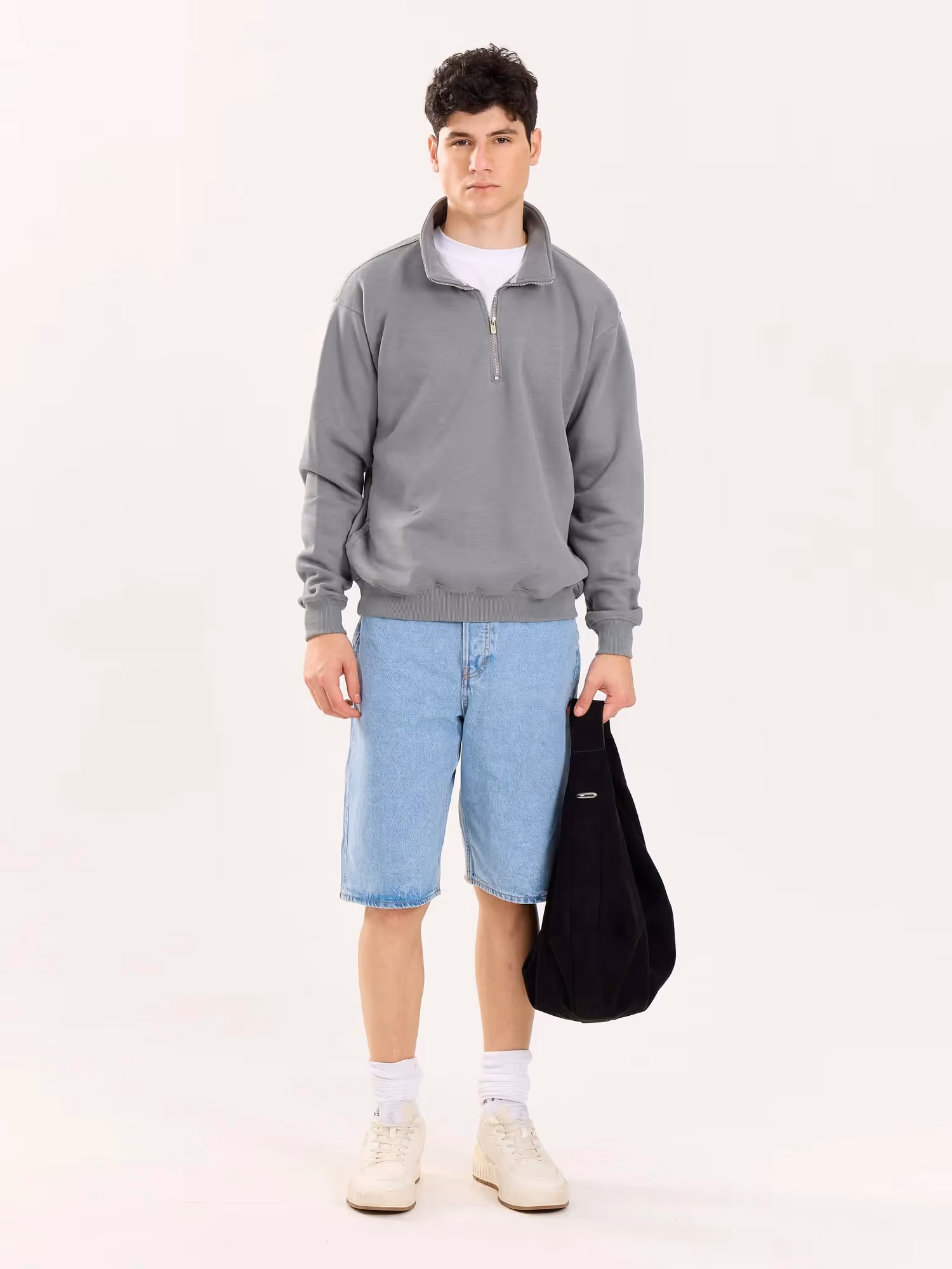 Grey Quarter-Zip Sweatshirt image 1