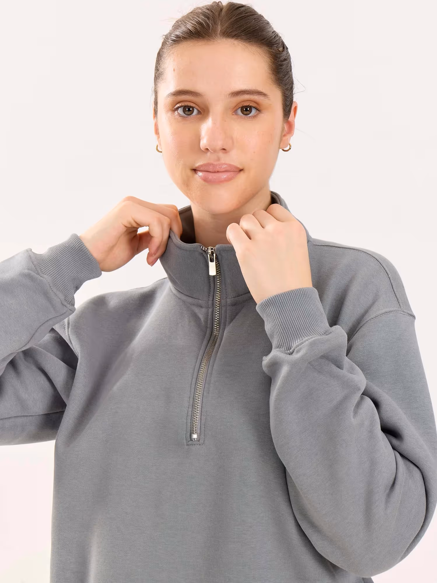 Grey Quarter-Zip Sweatshirt  image 4