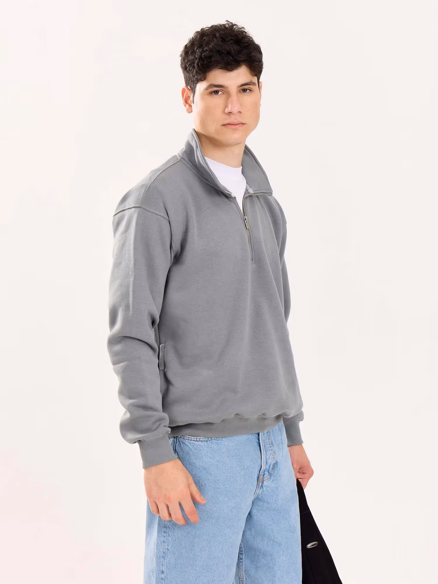 Grey Quarter-Zip Sweatshirt  image 7