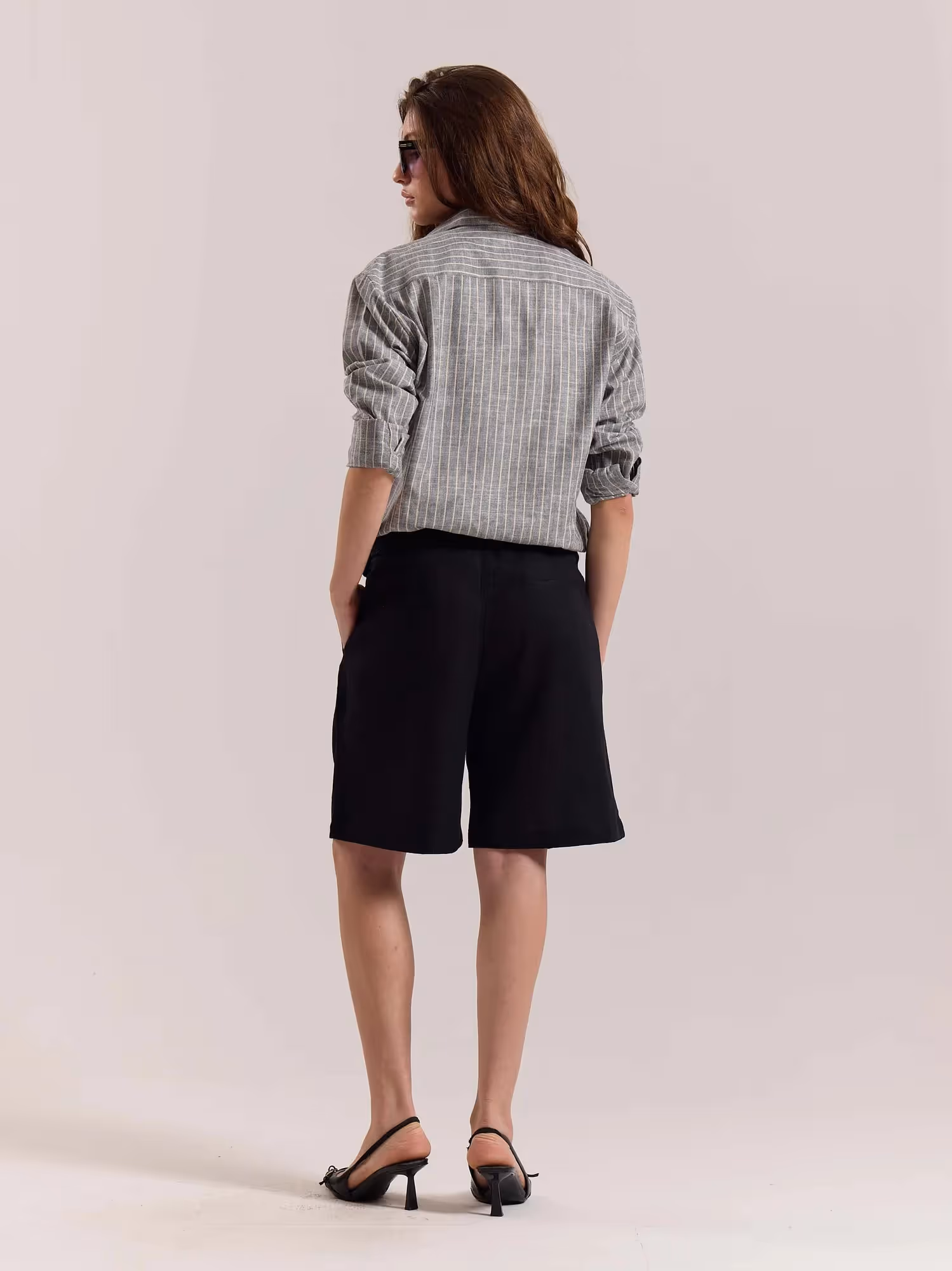 Grey Striped Linen-blend Shirt image 8