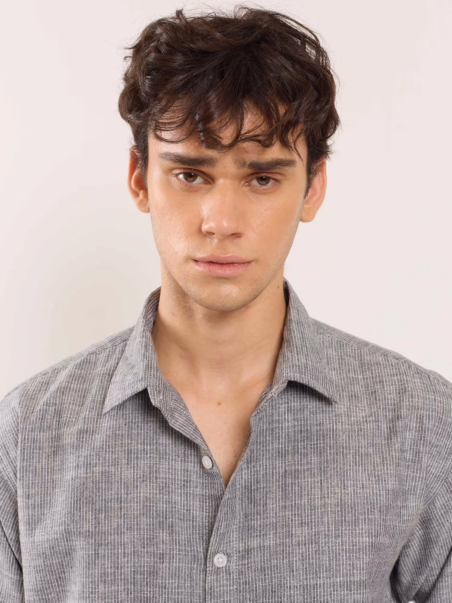 Grey Striped Linen Shirt image 3