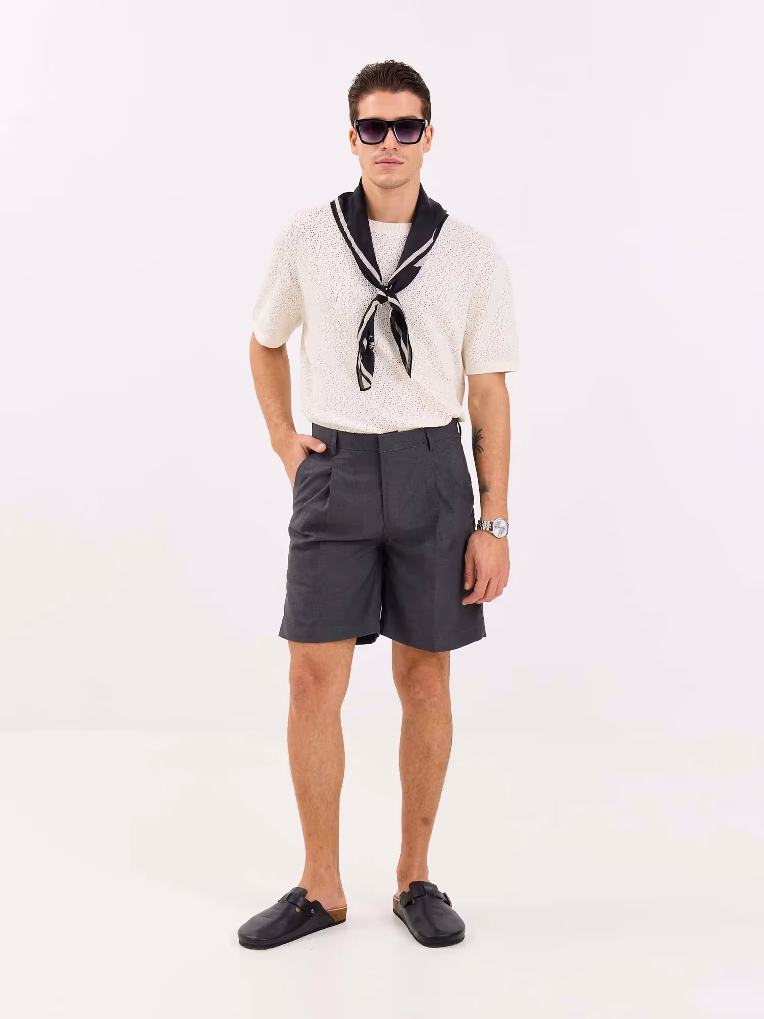 Grey Trouser Shorts image 1