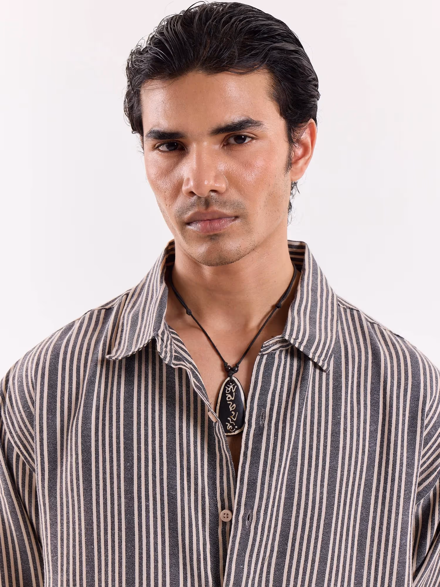Grey Weaver Striped Cropped Shirt  image 7
