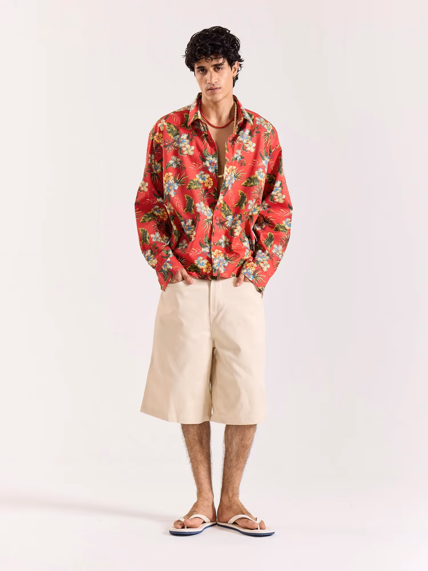 Hibiscus Hawaiian Red Printed Shirt  image 1