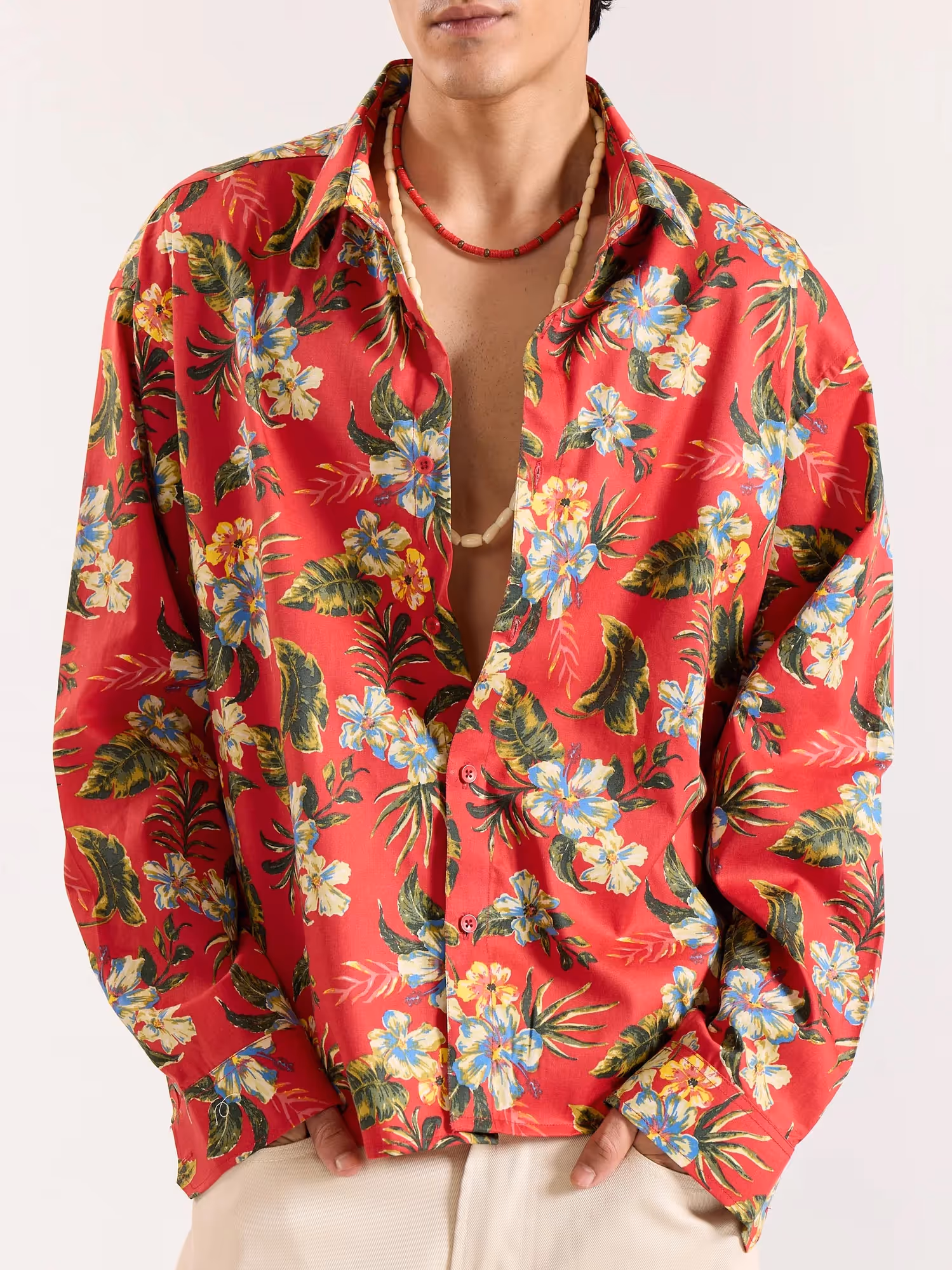 Hibiscus Hawaiian Red Printed Shirt  image 2
