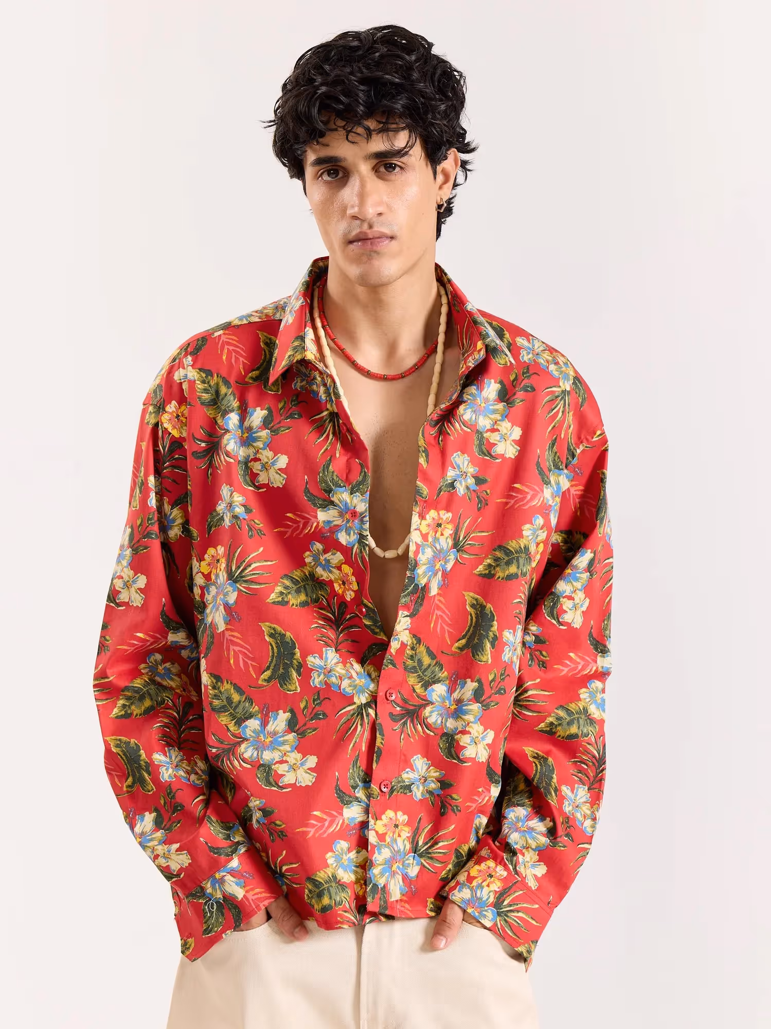 Hibiscus Hawaiian Red Printed Shirt  image 3