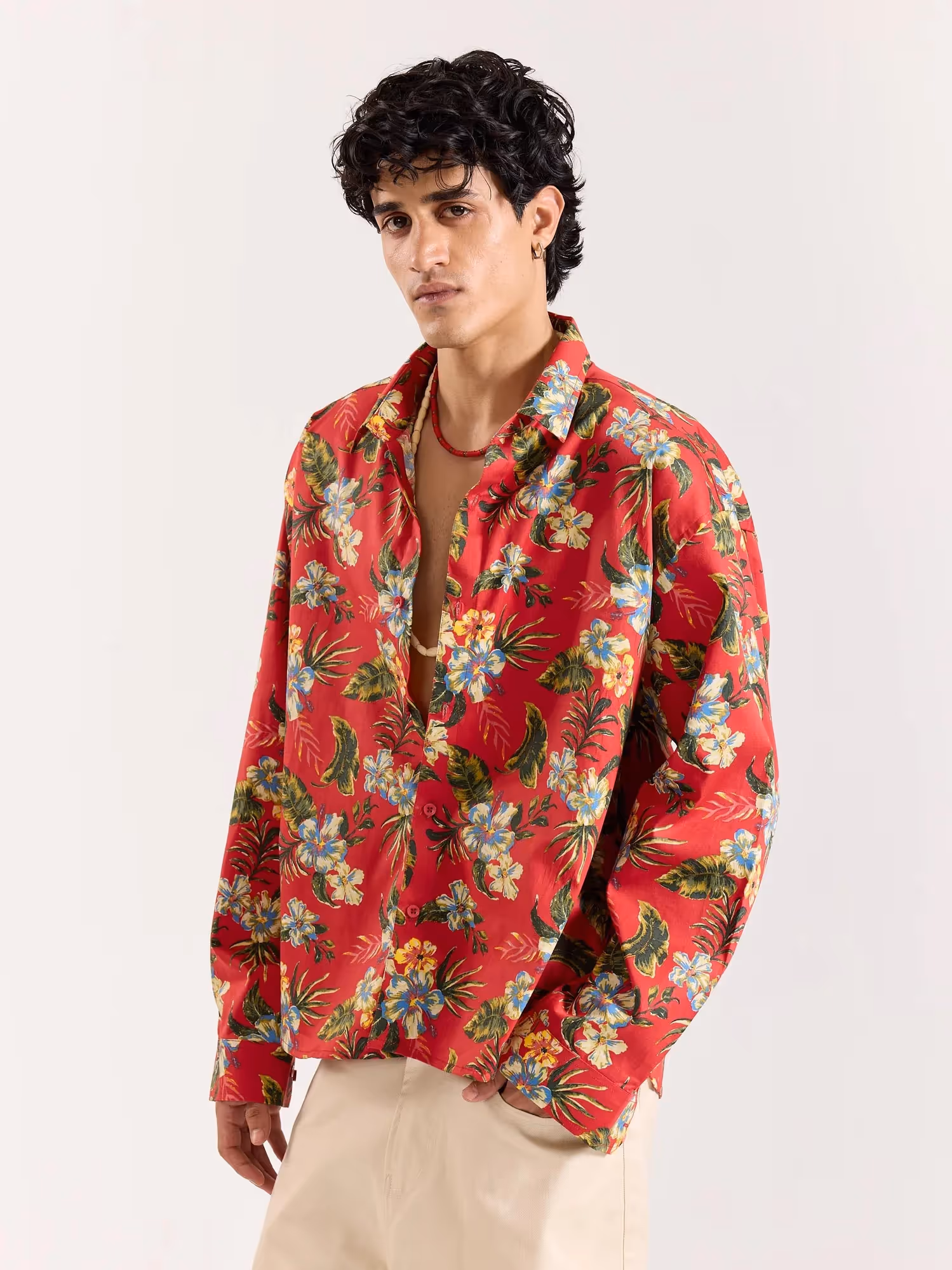 Hibiscus Hawaiian Red Printed Shirt  image 4
