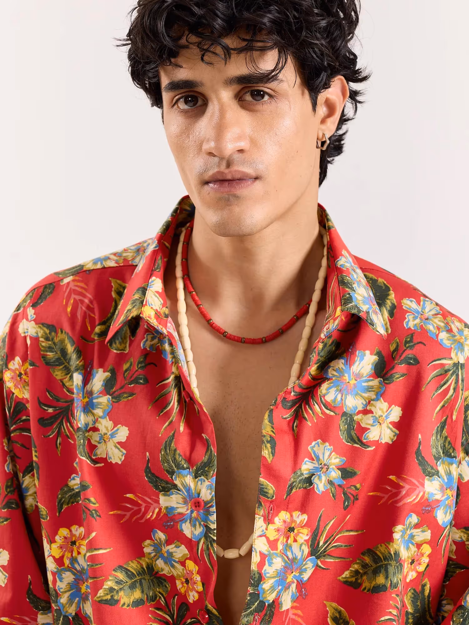 Hibiscus Hawaiian Red Printed Shirt  image 6
