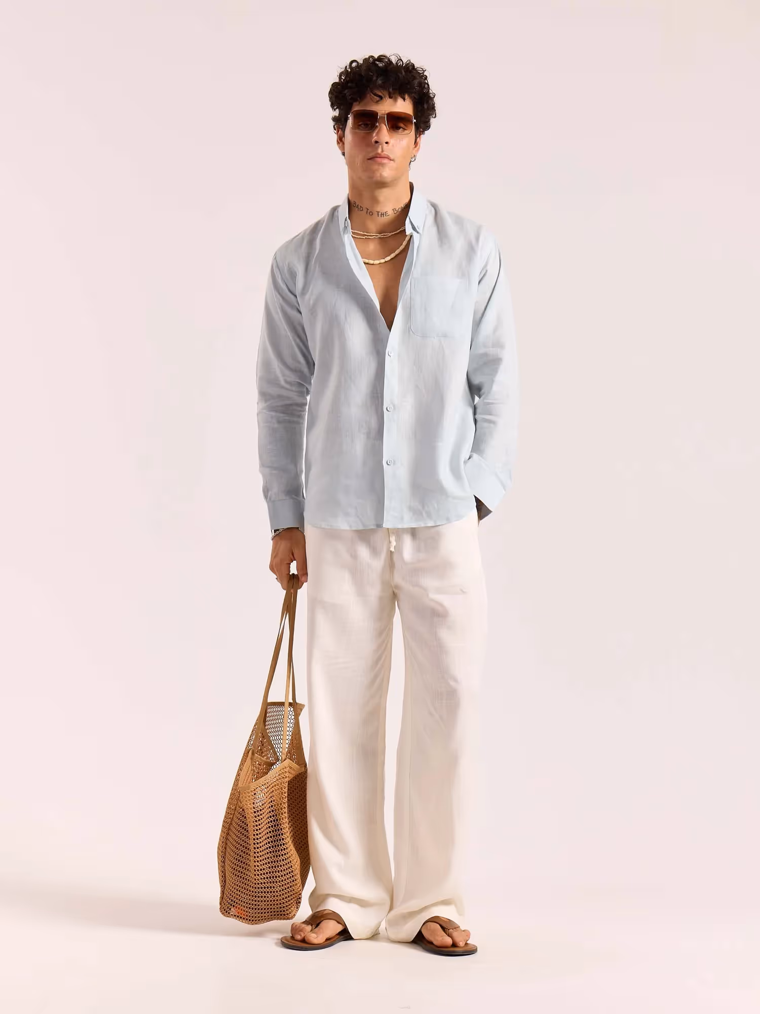 Ice Blue 60s Lea Linen Shirt  image 1