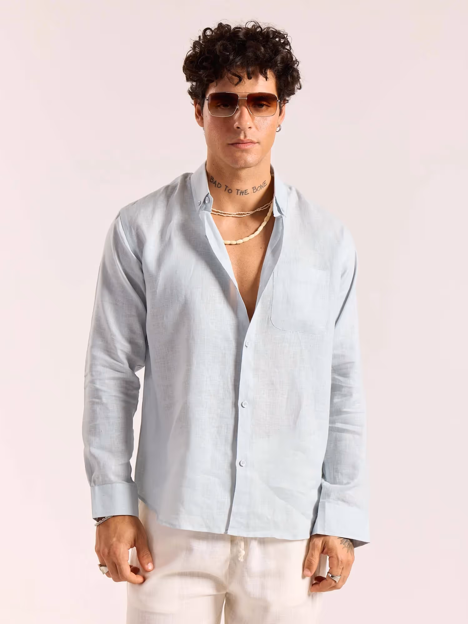 Ice Blue 60s Lea Linen Shirt image 3