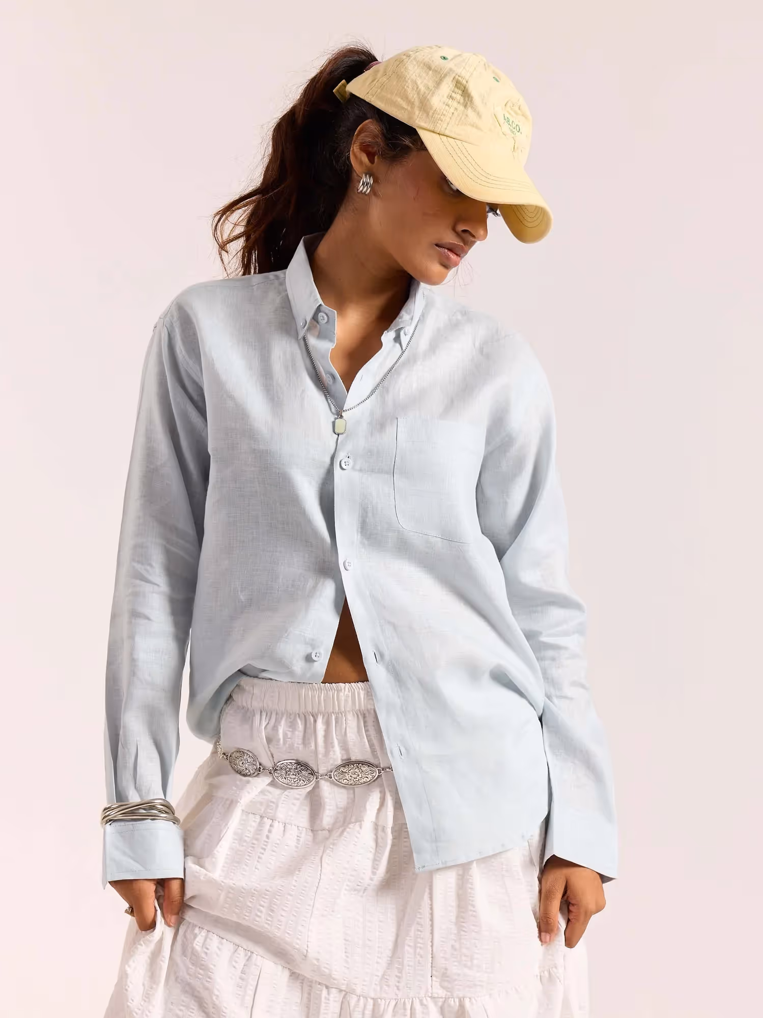 Ice Blue 60s Lea Linen Shirt image 4