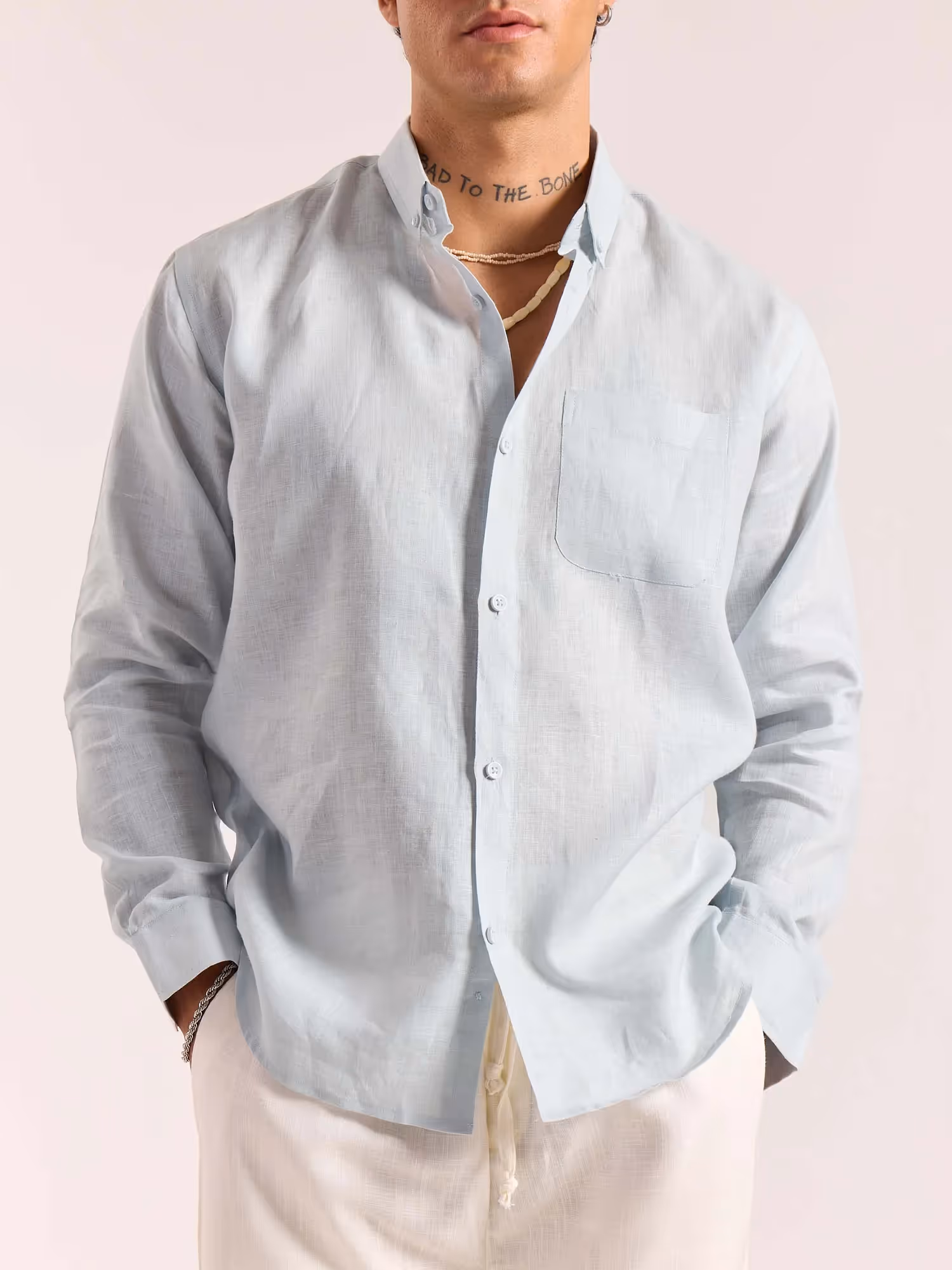 Ice Blue 60s Lea Linen Shirt image 6