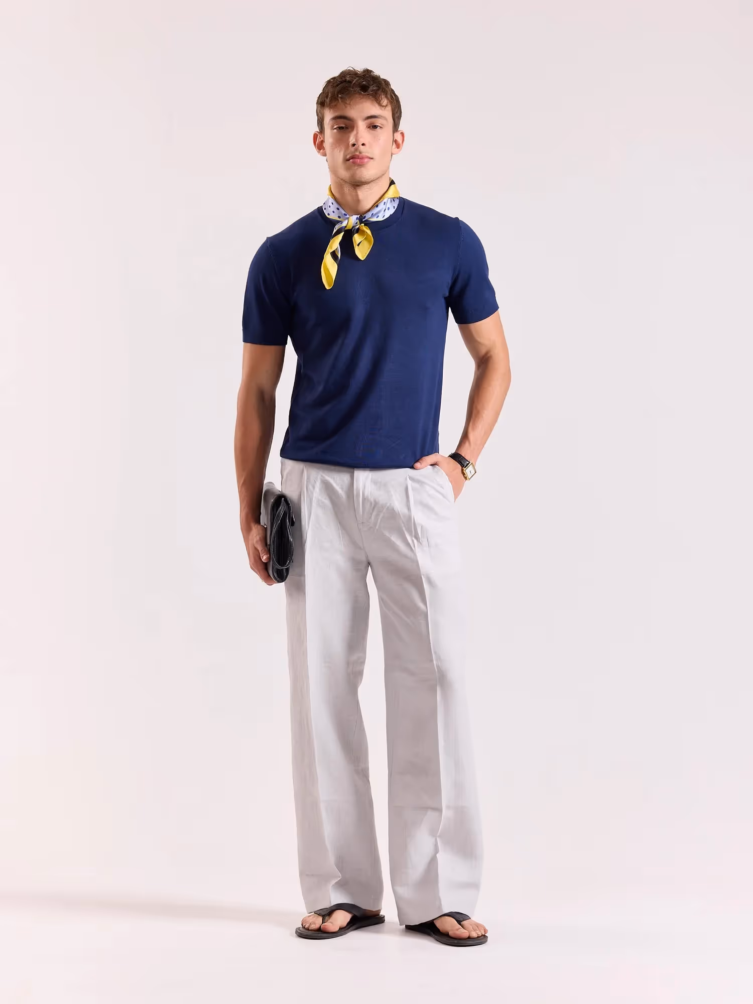 Ice Blue Linen Baggy Trousers image 1