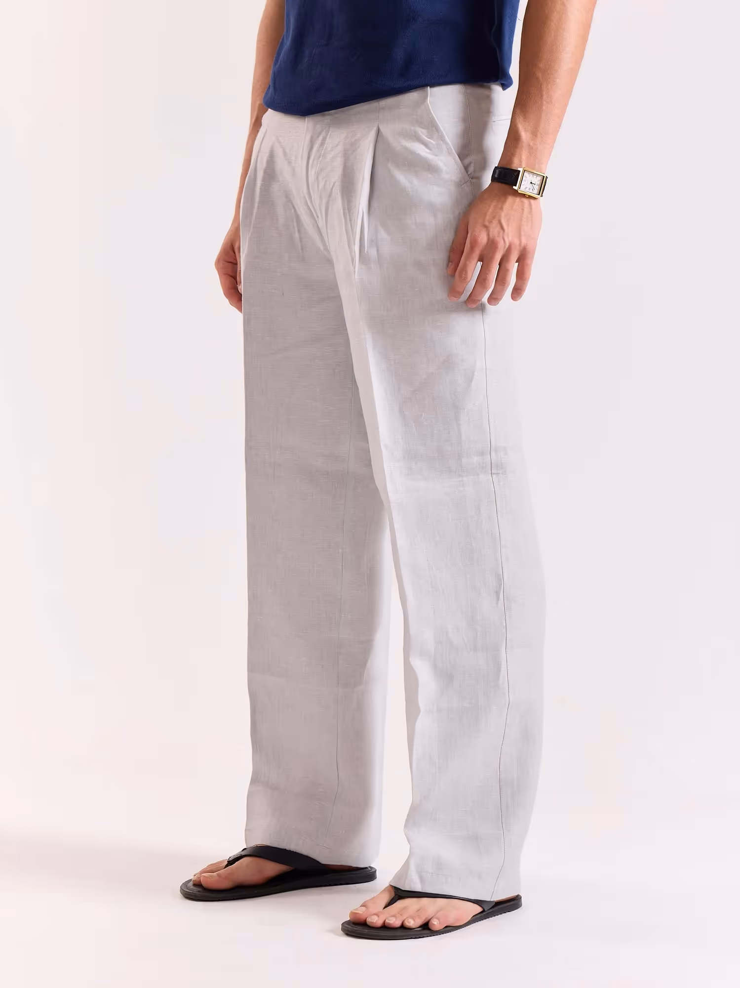 Ice Blue Linen Baggy Trousers image 5