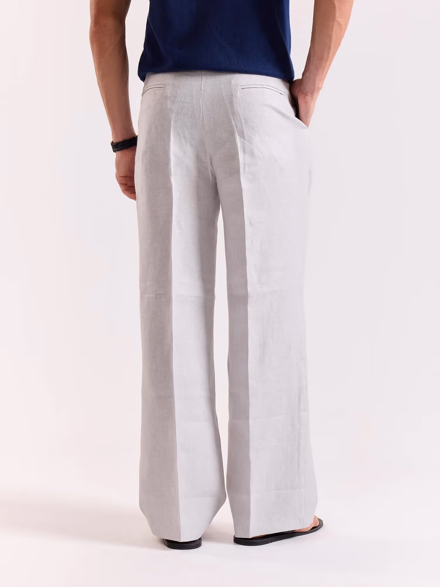Ice Blue Linen Baggy Trousers image 8