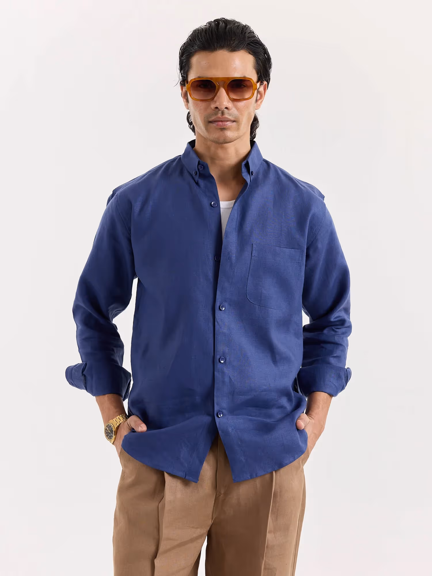 Indigo Blue Irish Linen Shirt image 5