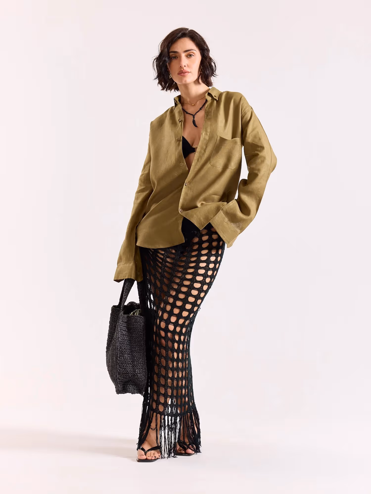 Khaki 60s Lea Linen Shirt image 2