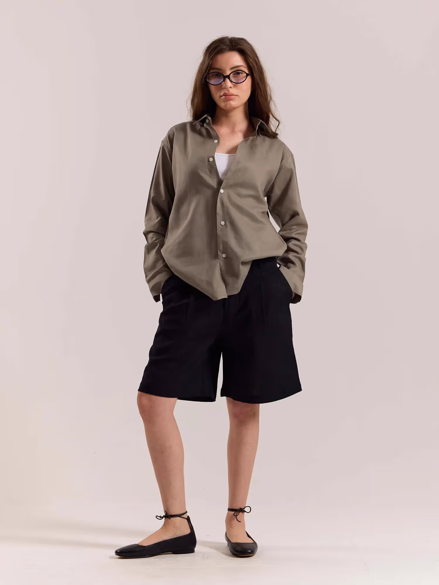 Khaki Green Linen-blend Shirt image 2