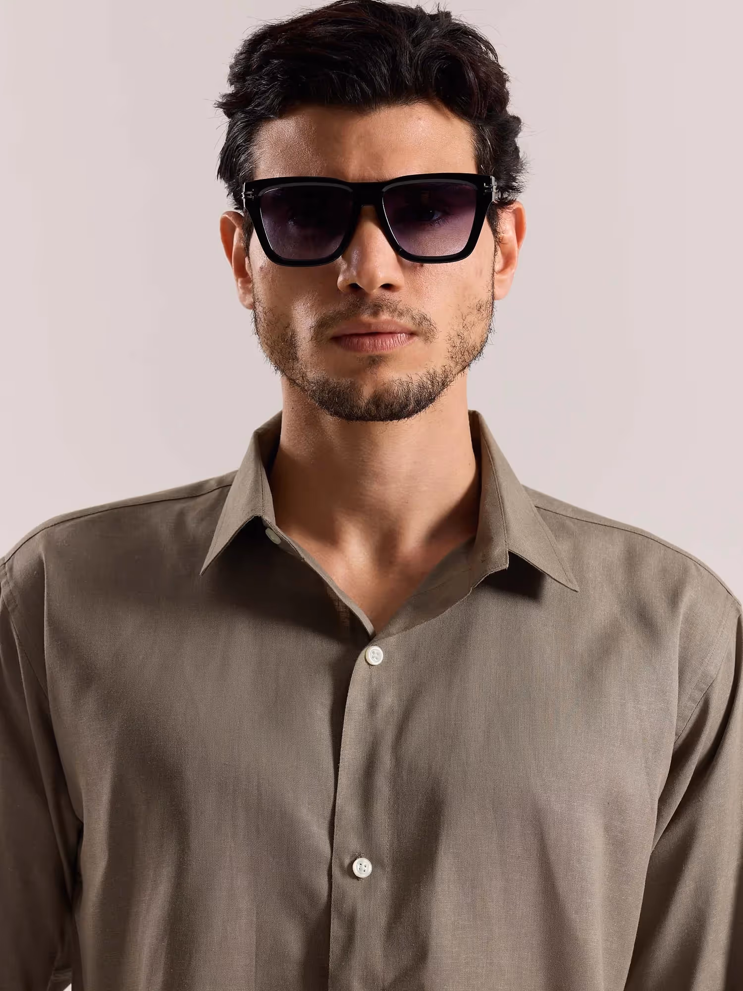 Khaki Green Linen-blend Shirt image 5