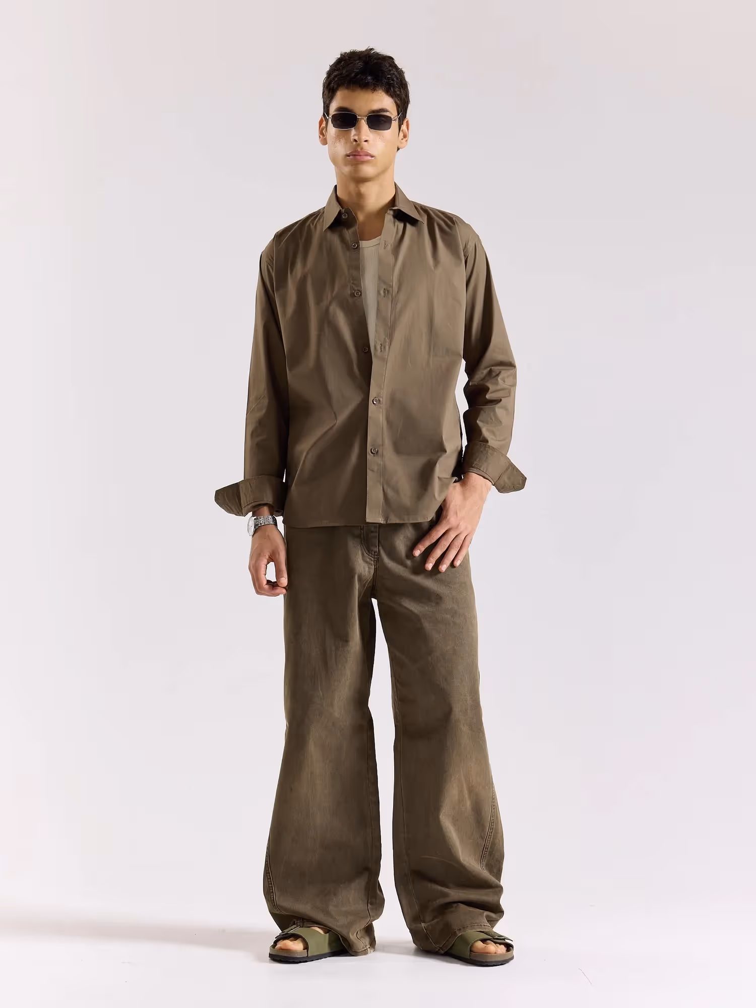 Khaki Green Poplin Shirt image 1