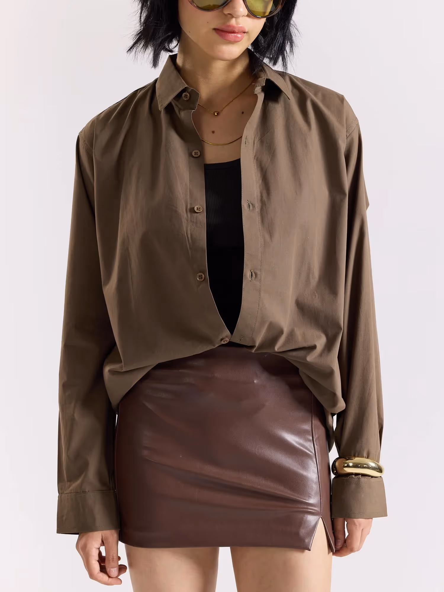 Khaki Green Poplin Shirt  image 7