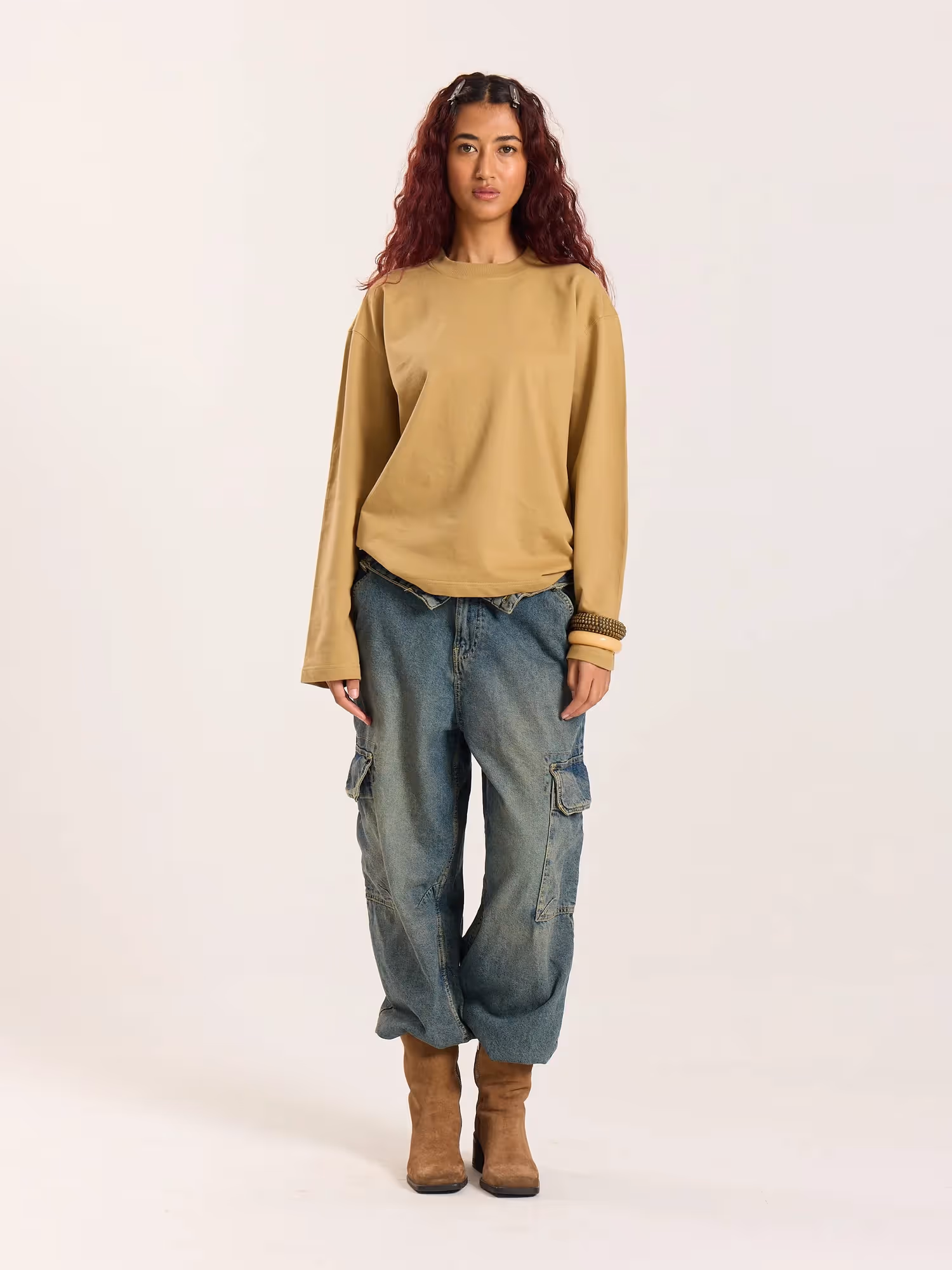 Khaki Loose Fit Cropped T-Shirt image 2