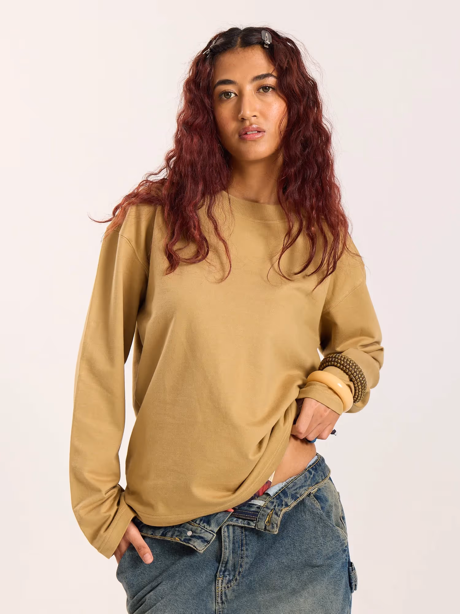 Khaki Loose Fit Cropped T-Shirt image 4