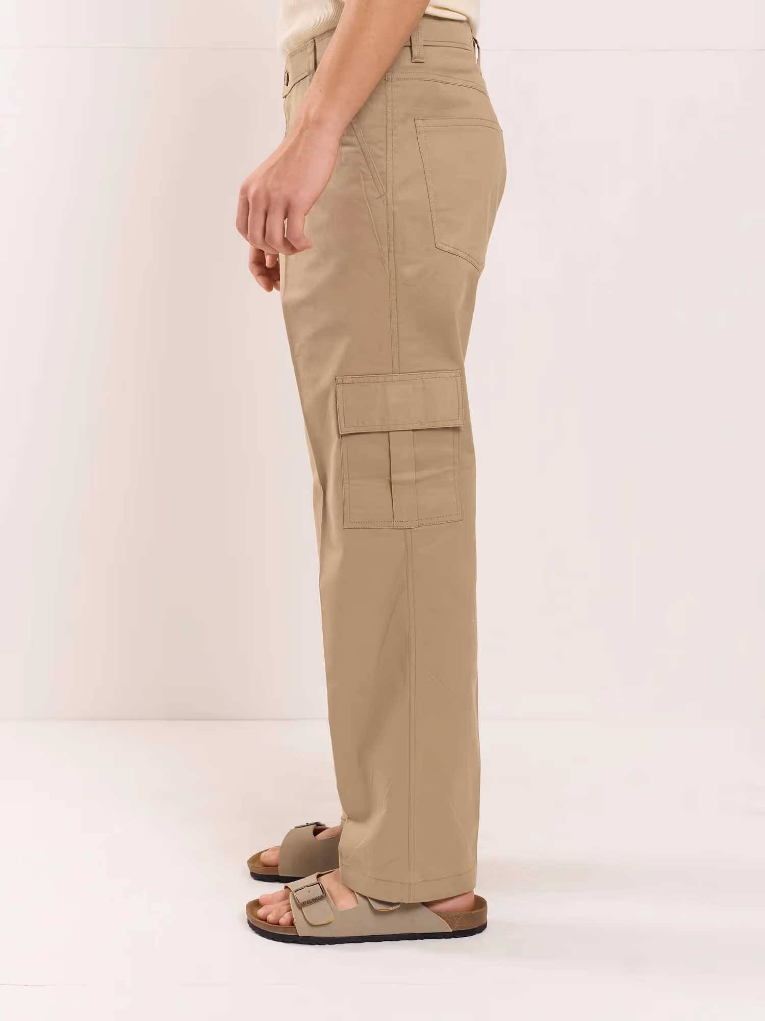 Khaki Loose Fit Twill Cargo Trousers  image 4