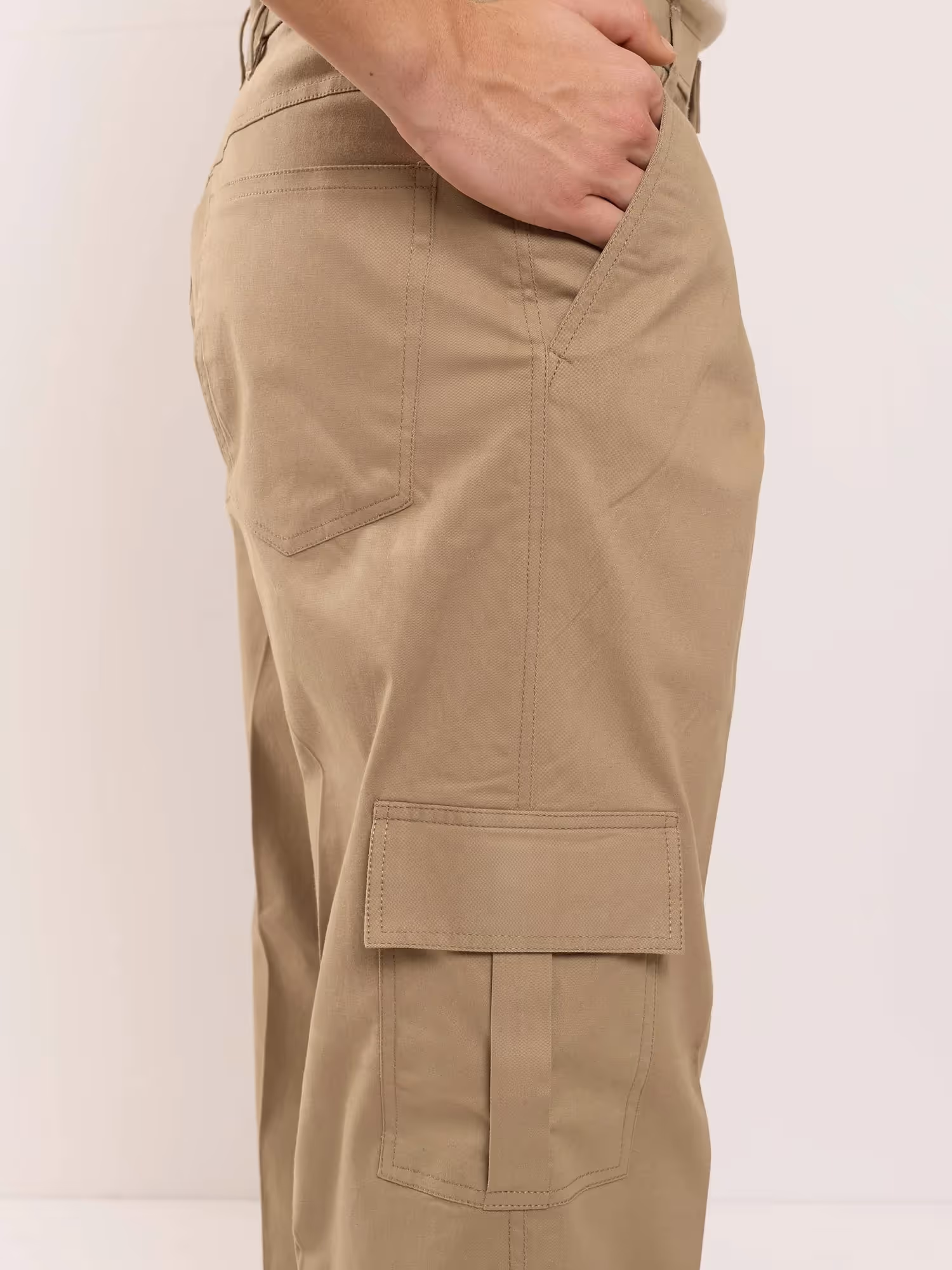 Khaki Loose Fit Twill Cargo Trousers  image 5