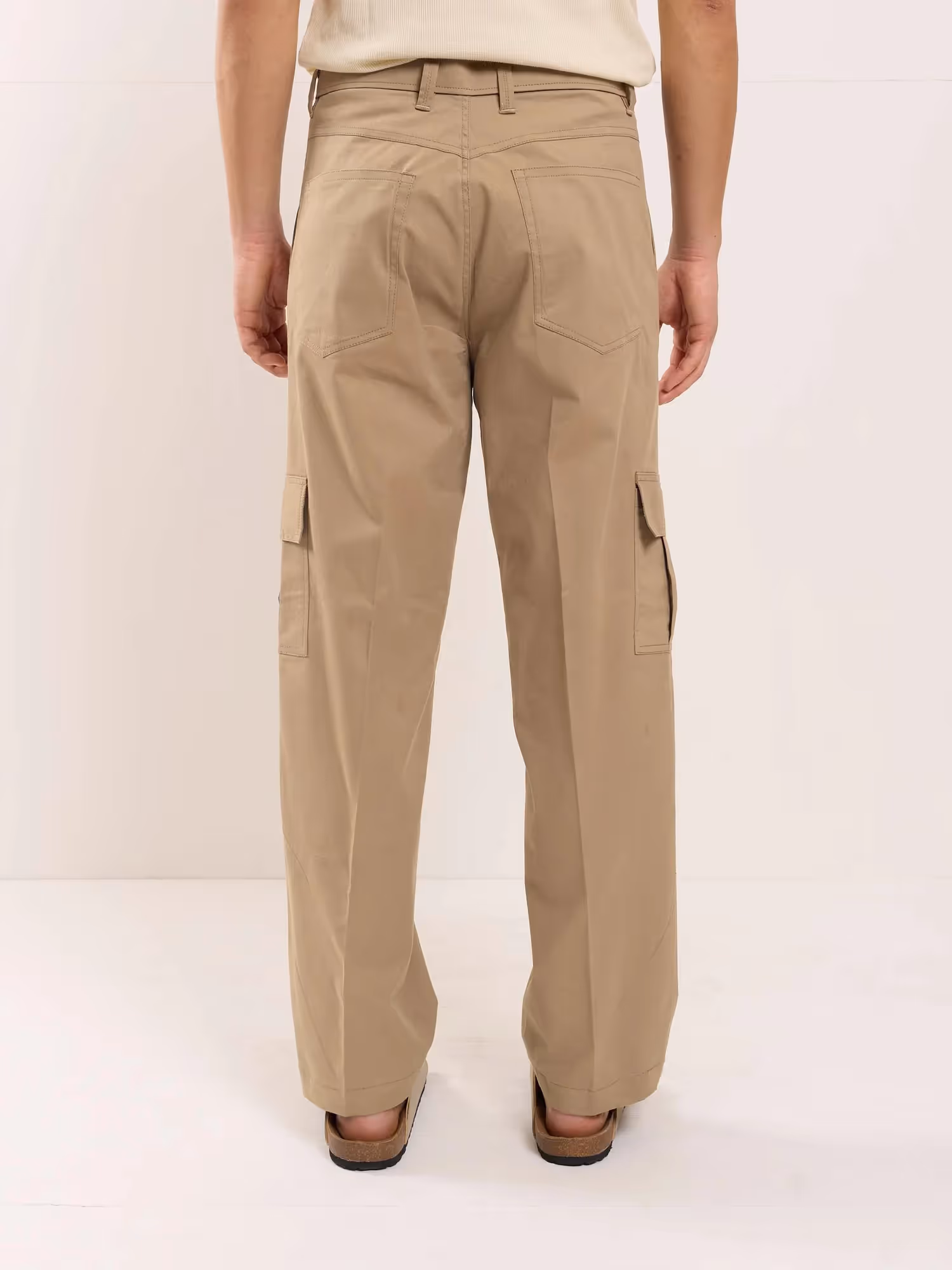 Khaki Loose Fit Twill Cargo Trousers  image 6