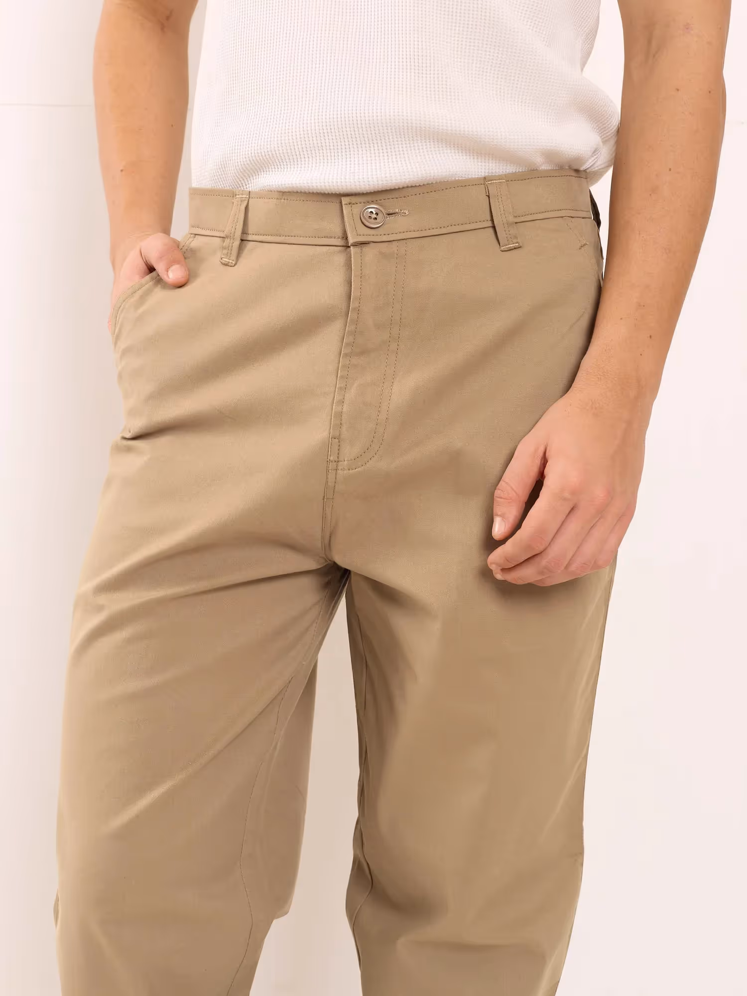 Khaki Loose Fit Twill Trousers image 3