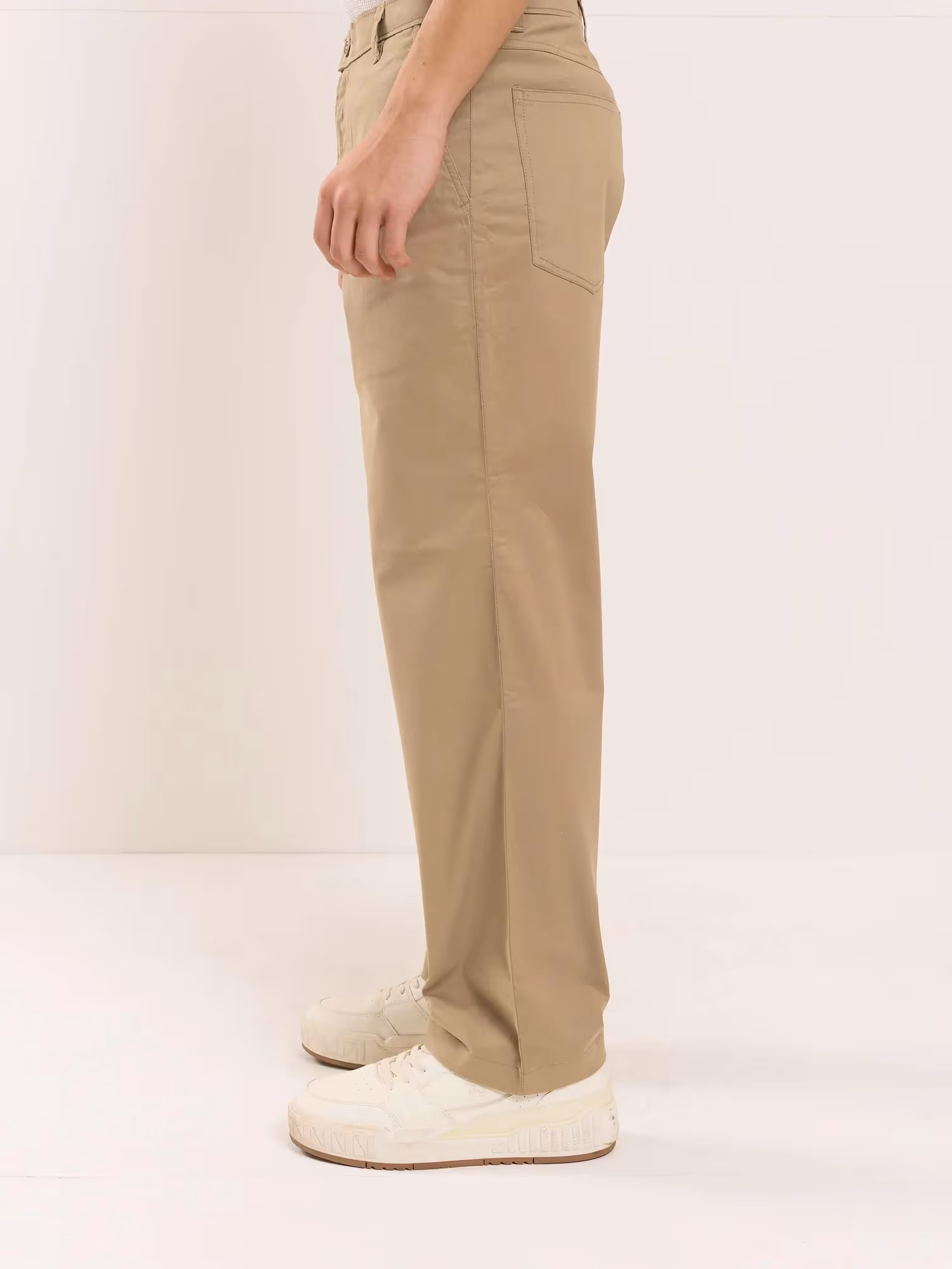 Khaki Loose Fit Twill Trousers image 4