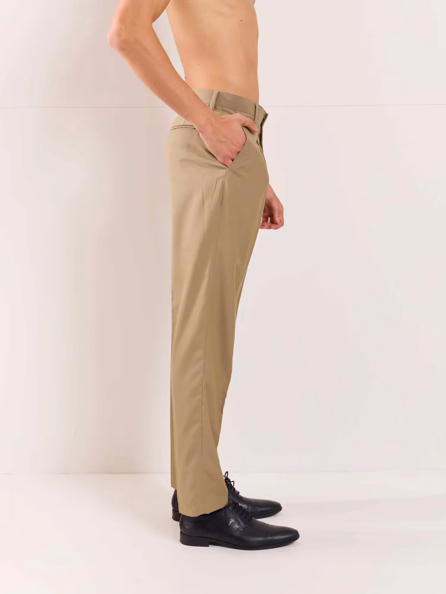 Khaki Straight Fit Trousers image 5