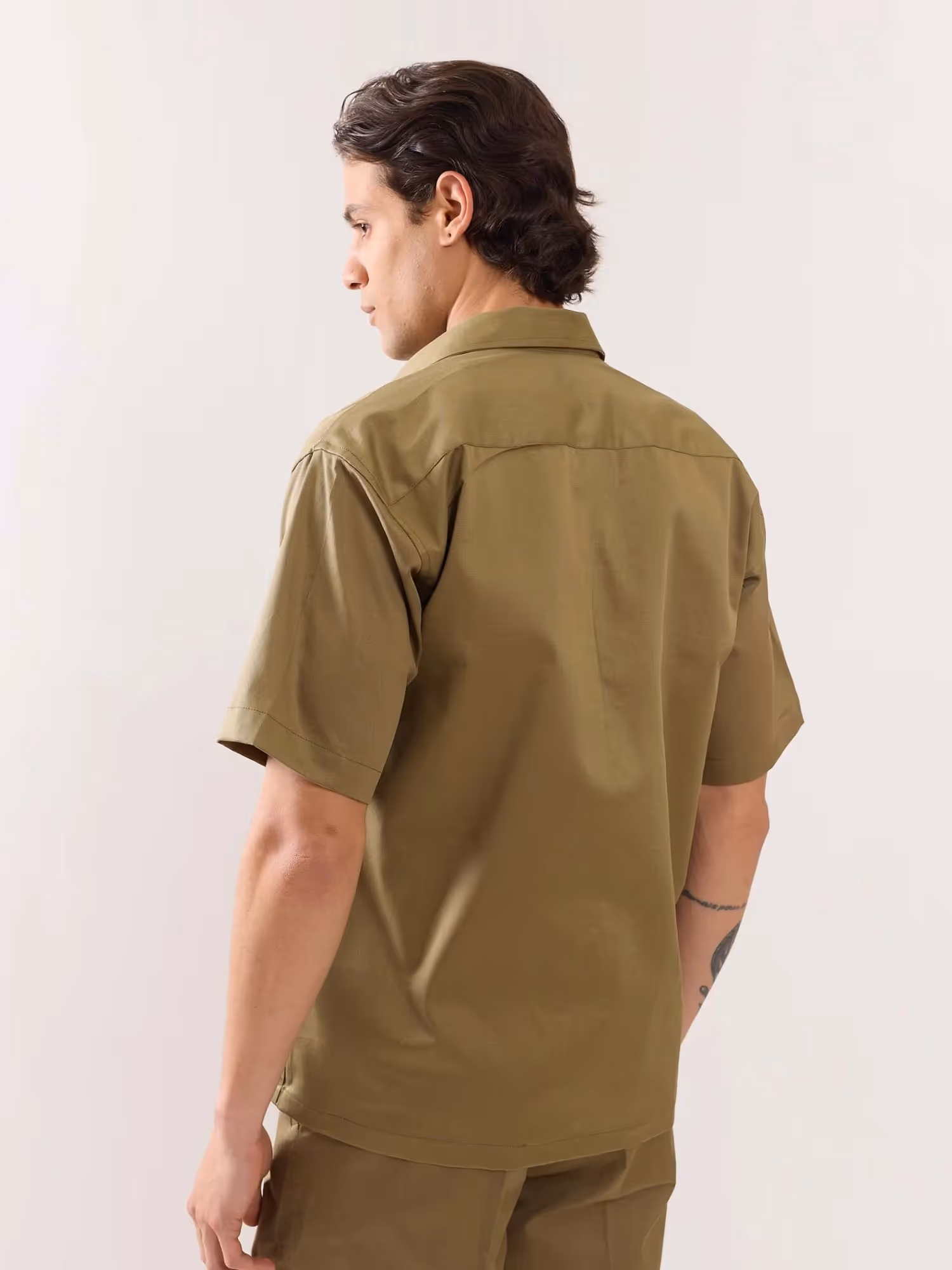 Khaki Twill Cropped Shirt image 8