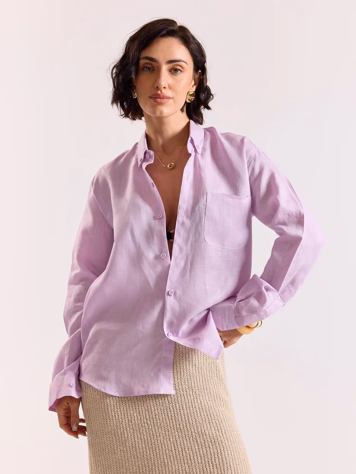 Lavender Irish Linen Shirt image 4