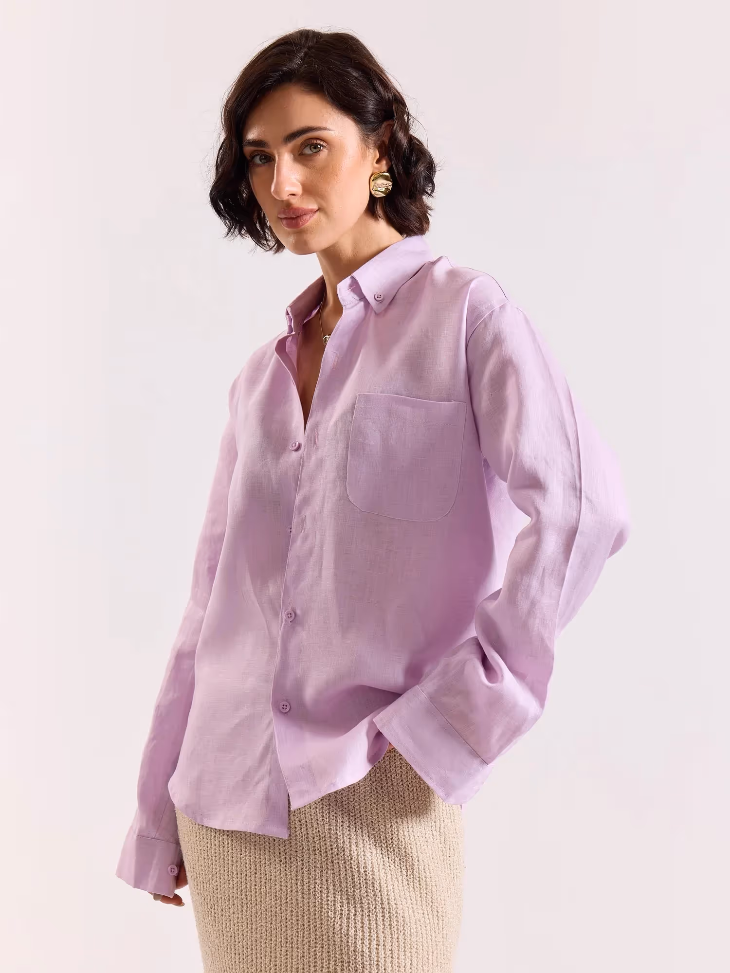 Lavender Irish Linen Shirt image 7