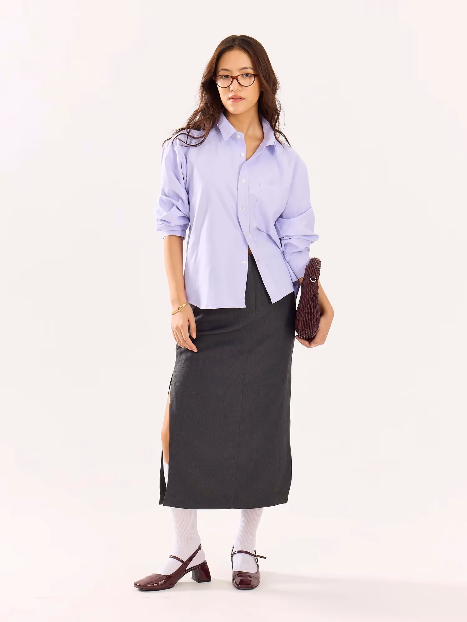 Lavender Oversized Cropped Shirt image 2