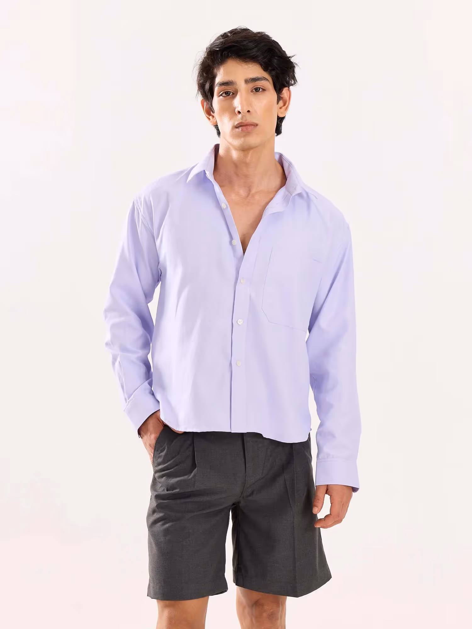 Lavender Oversized Cropped Shirt image 3