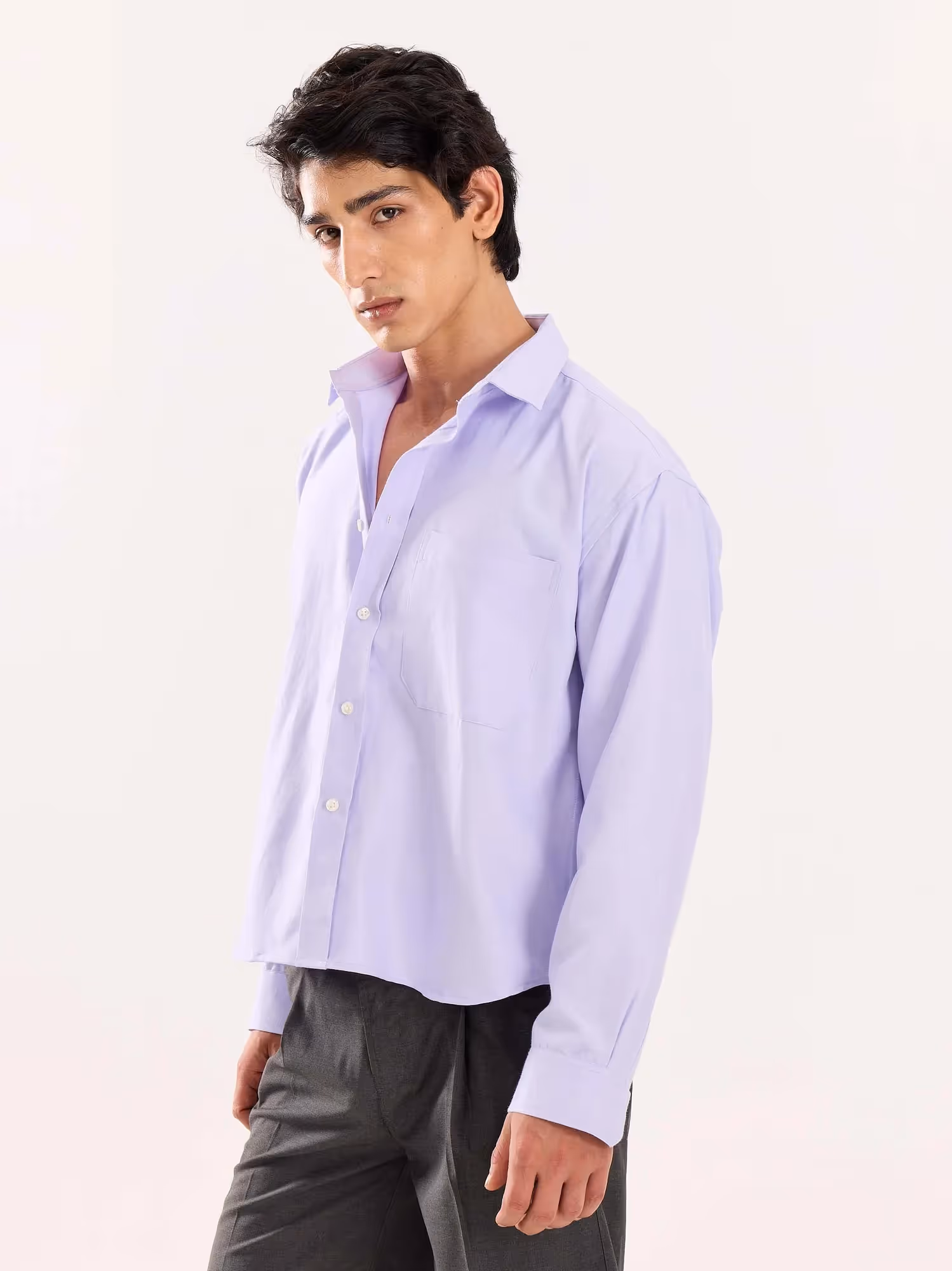 Lavender Oversized Cropped Shirt image 7