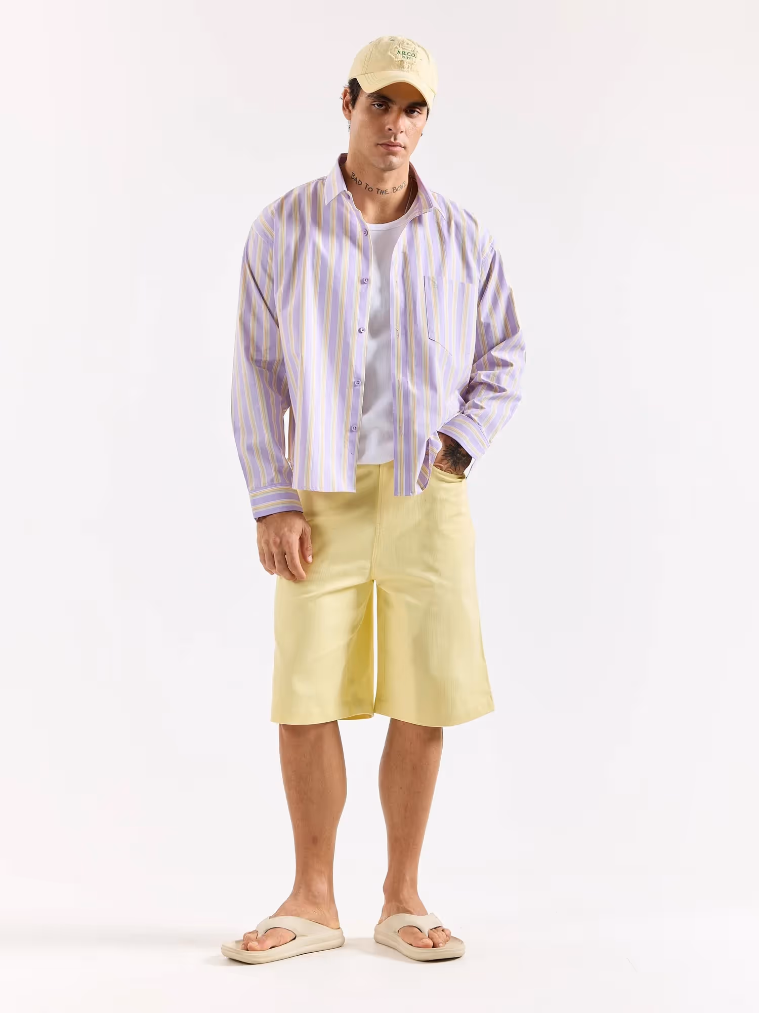 Lavender Striped Poplin Oversized Shirt image 1