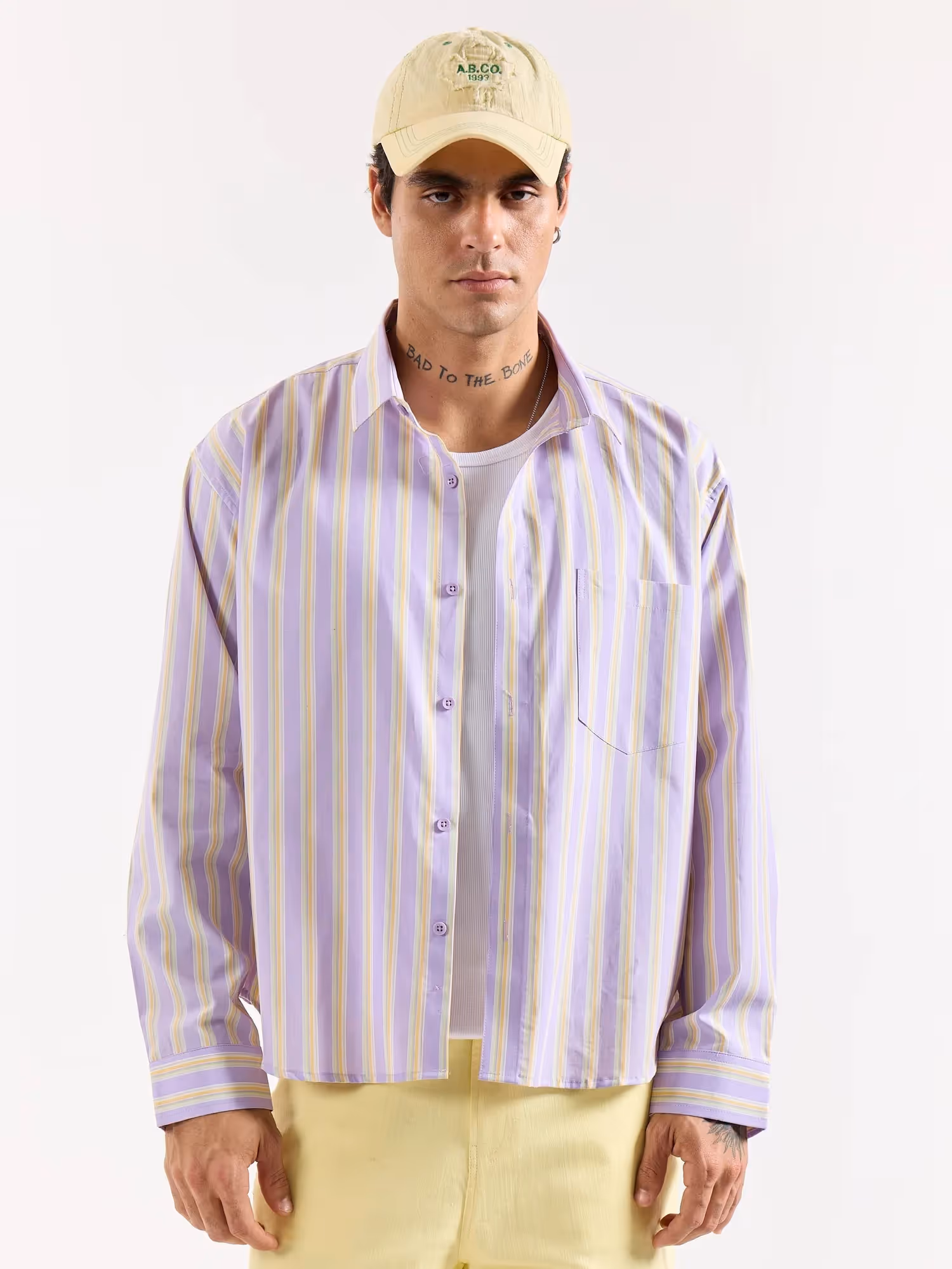 Lavender Striped Poplin Oversized Shirt  image 3