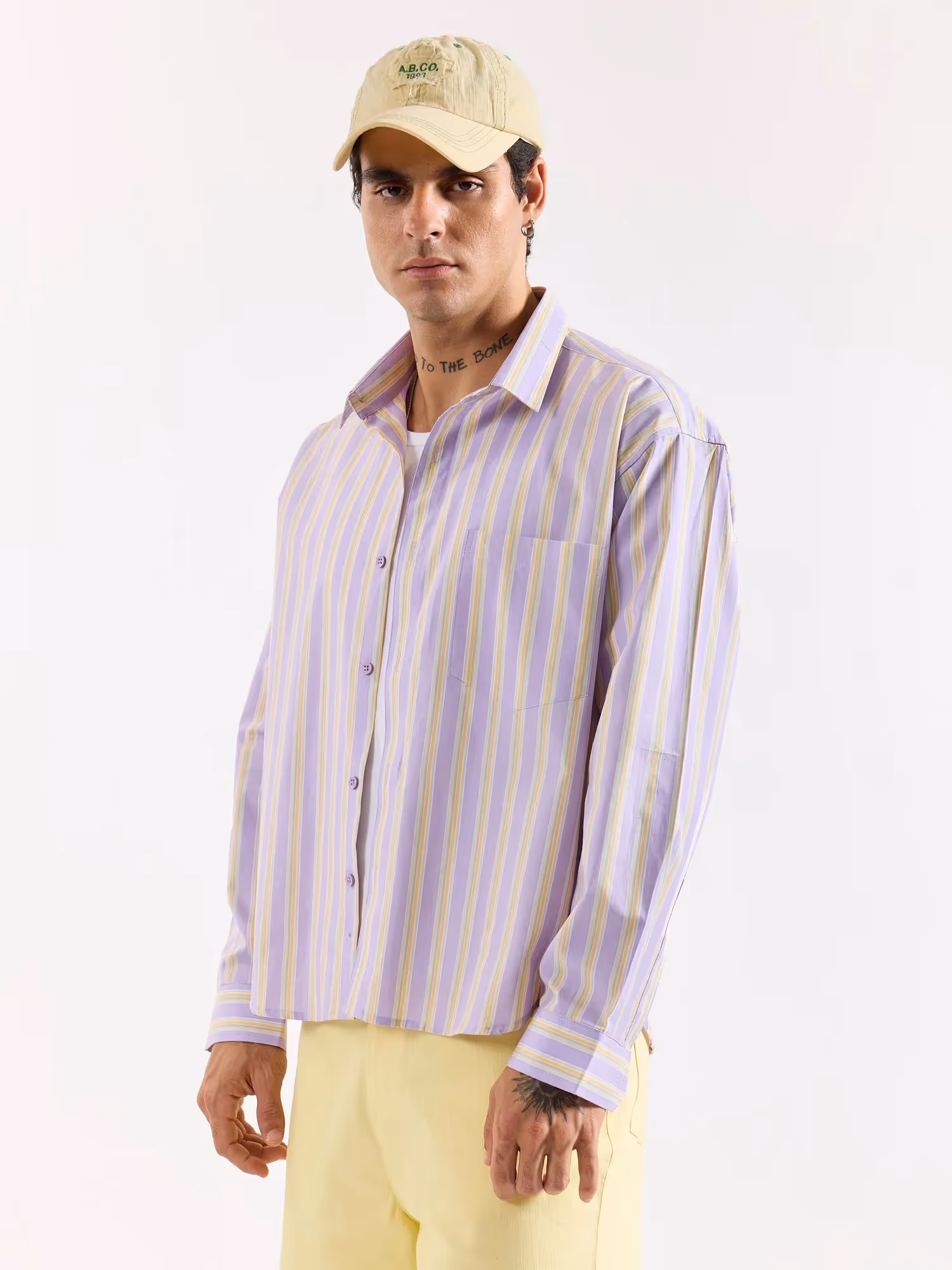 Lavender Striped Poplin Oversized Shirt  image 6