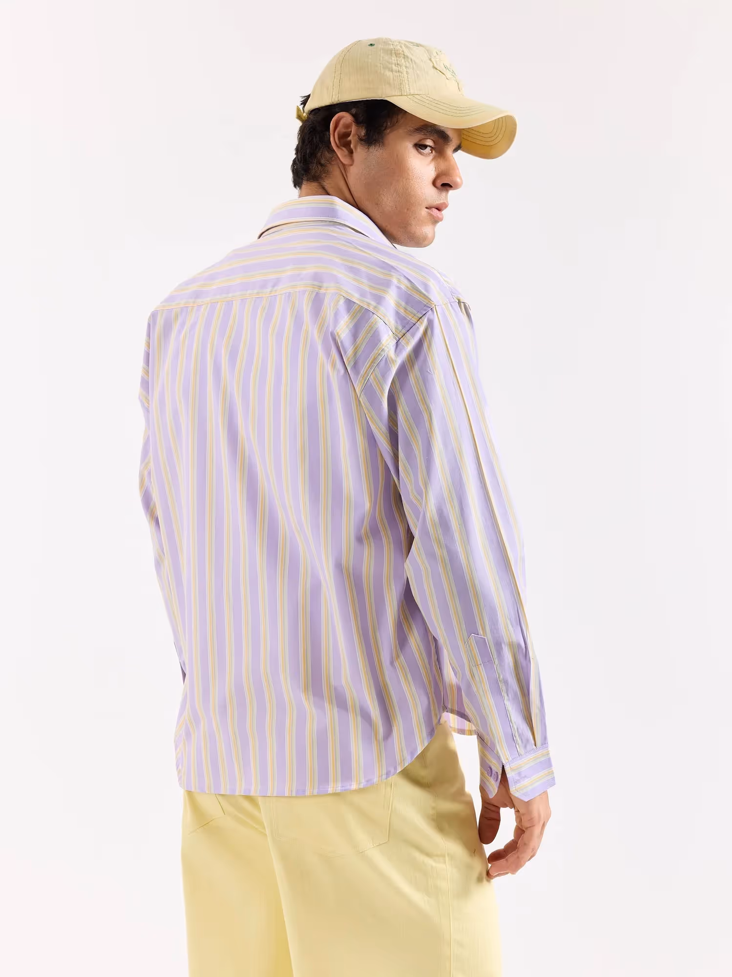 Lavender Striped Poplin Oversized Shirt  image 8