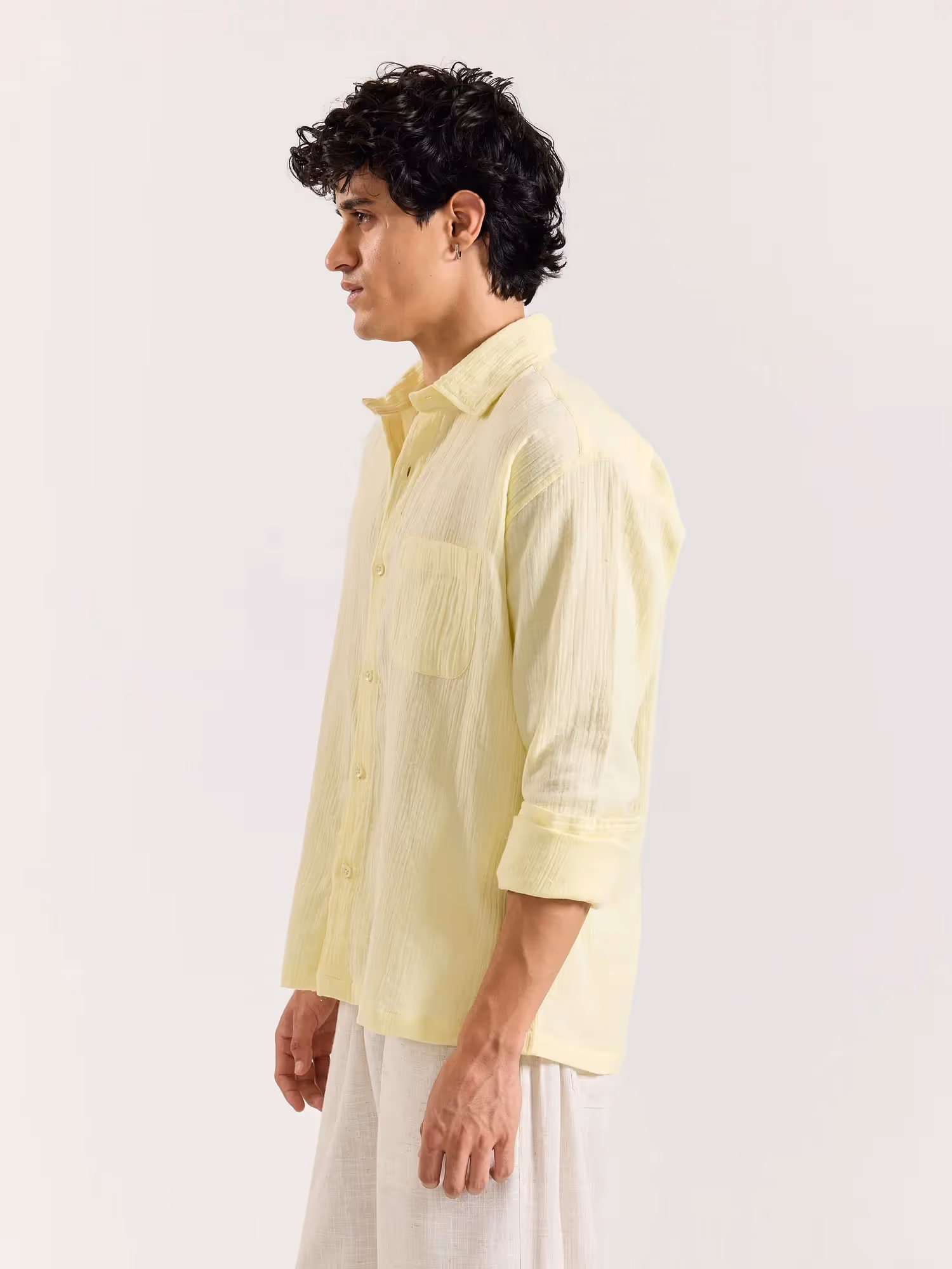 Lemon Yellow Gauze Holiday Shirt image 4