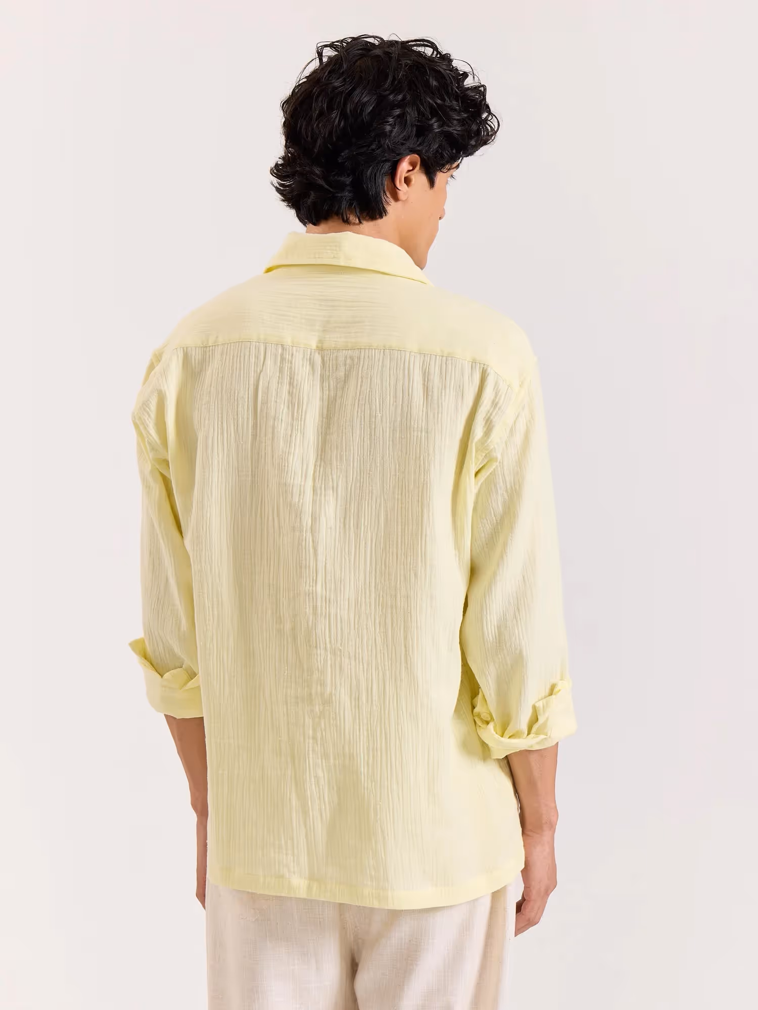 Lemon Yellow Gauze Holiday Shirt image 5