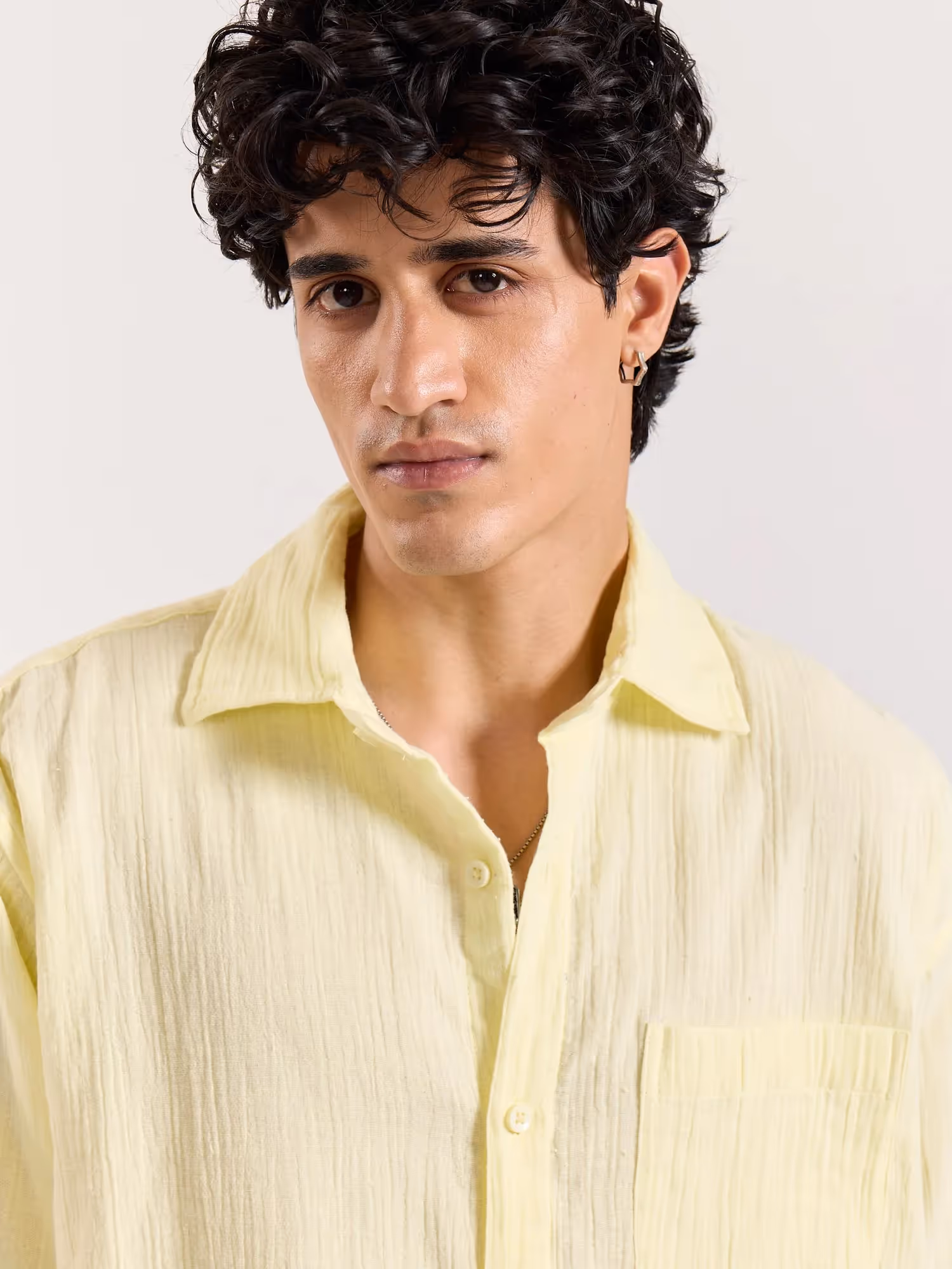 Lemon Yellow Gauze Holiday Shirt image 6
