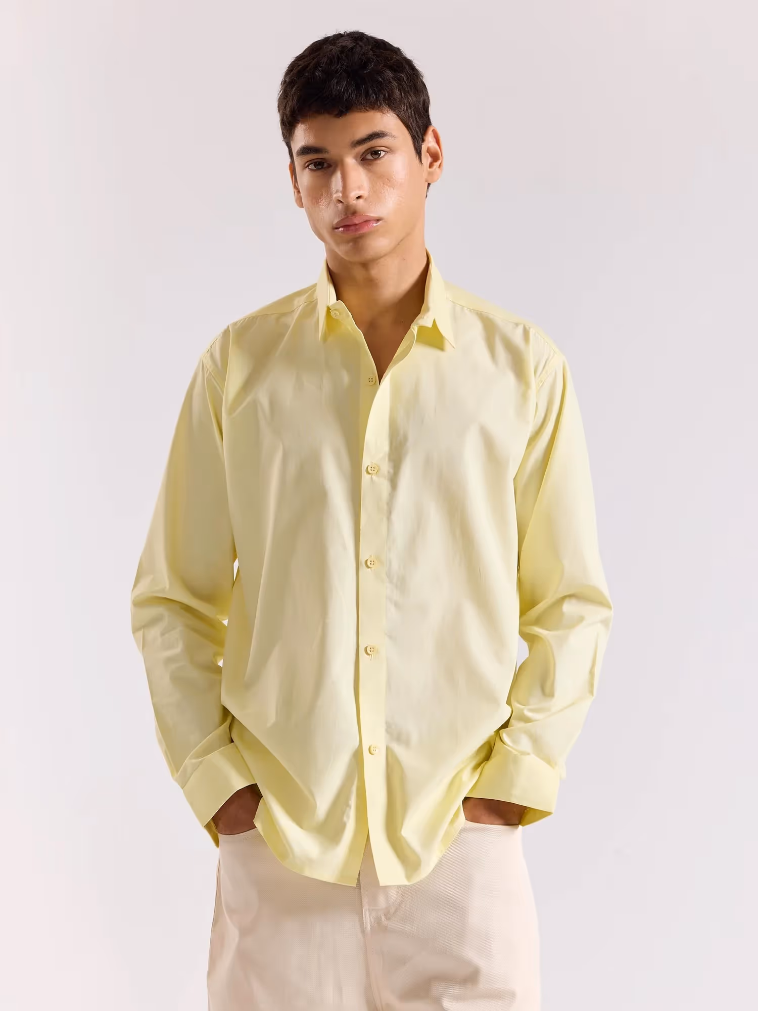 Lemon Yellow Poplin Shirt image 4