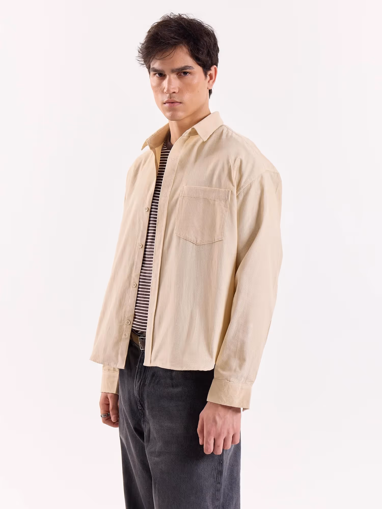 Light Beige Corduroy Oversized Shirt  image 3